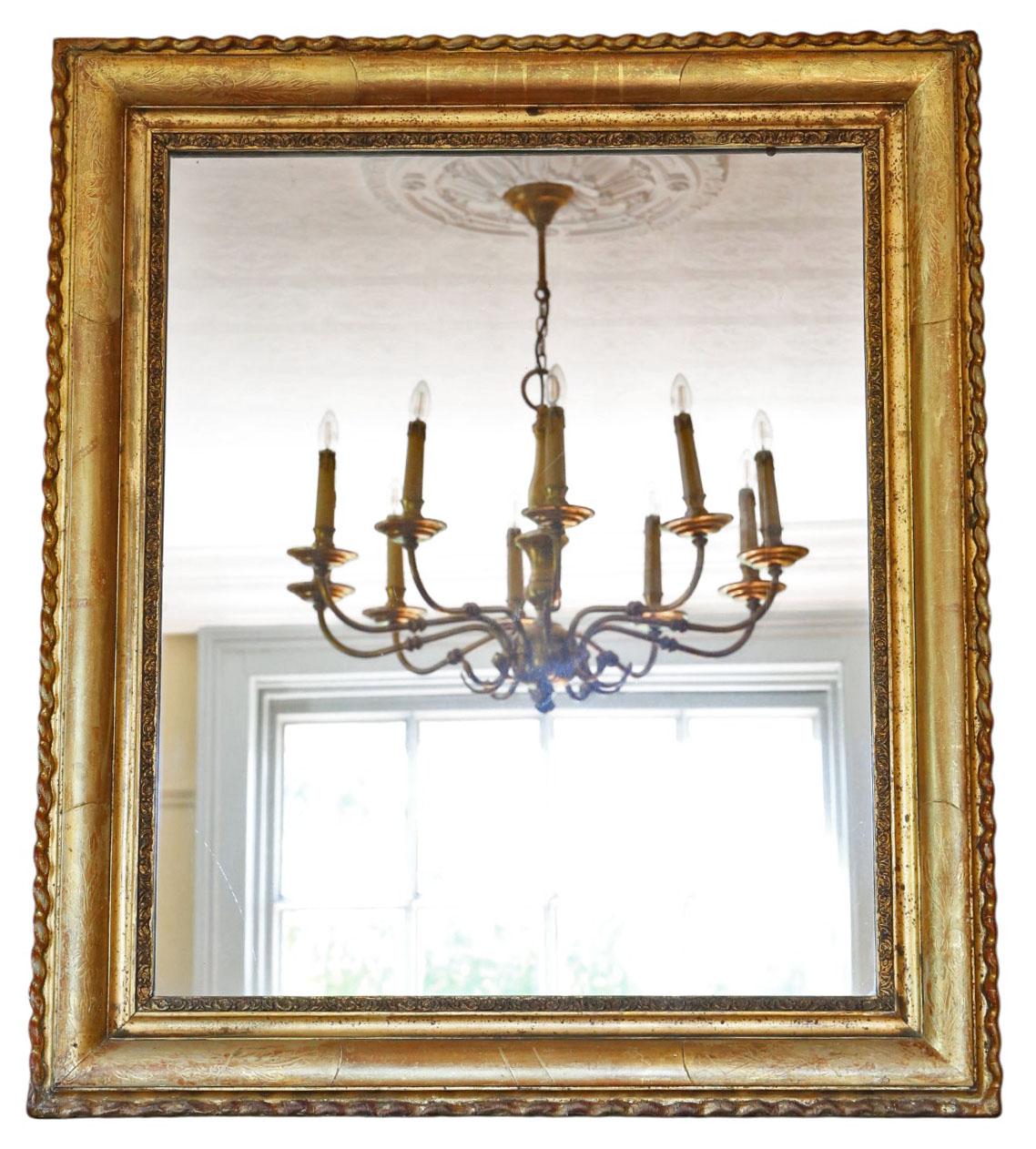 Large Antique 19th Century Gilt Overmantle Wall Mirror – Ornate Gold Frame, Vintage Home Decor

Bring timeless elegance into your home with this large 19th-century antique gilt overmantle mirror, showcasing an ornate yet understated gold frame.