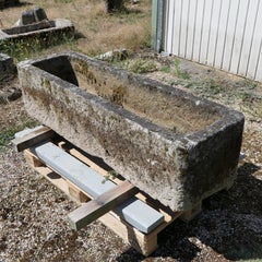 Large Antique 19th-Century Hand-Carved Granite Trough or Planter