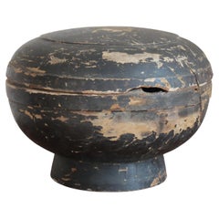 Large Antique 19th Century Japanese Lacquered Lidded Circular Box 1800s