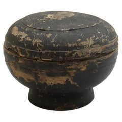 Large Antique 19th Century Japanese Lacquered Lidded Circular Box 1800s