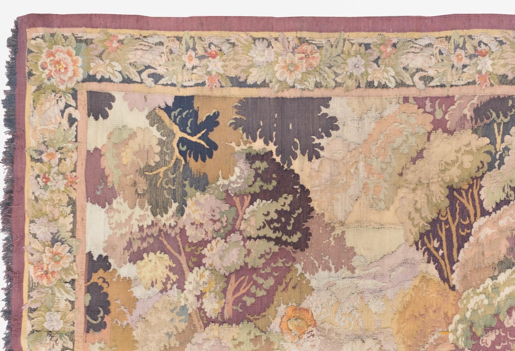 This is a lovely large antique 19th century French handloom tapestry in pristine condition and measures 6.8 x 12.3 ft.

Provenance: 
Christie's Auction House, New York, NY in 1998.


