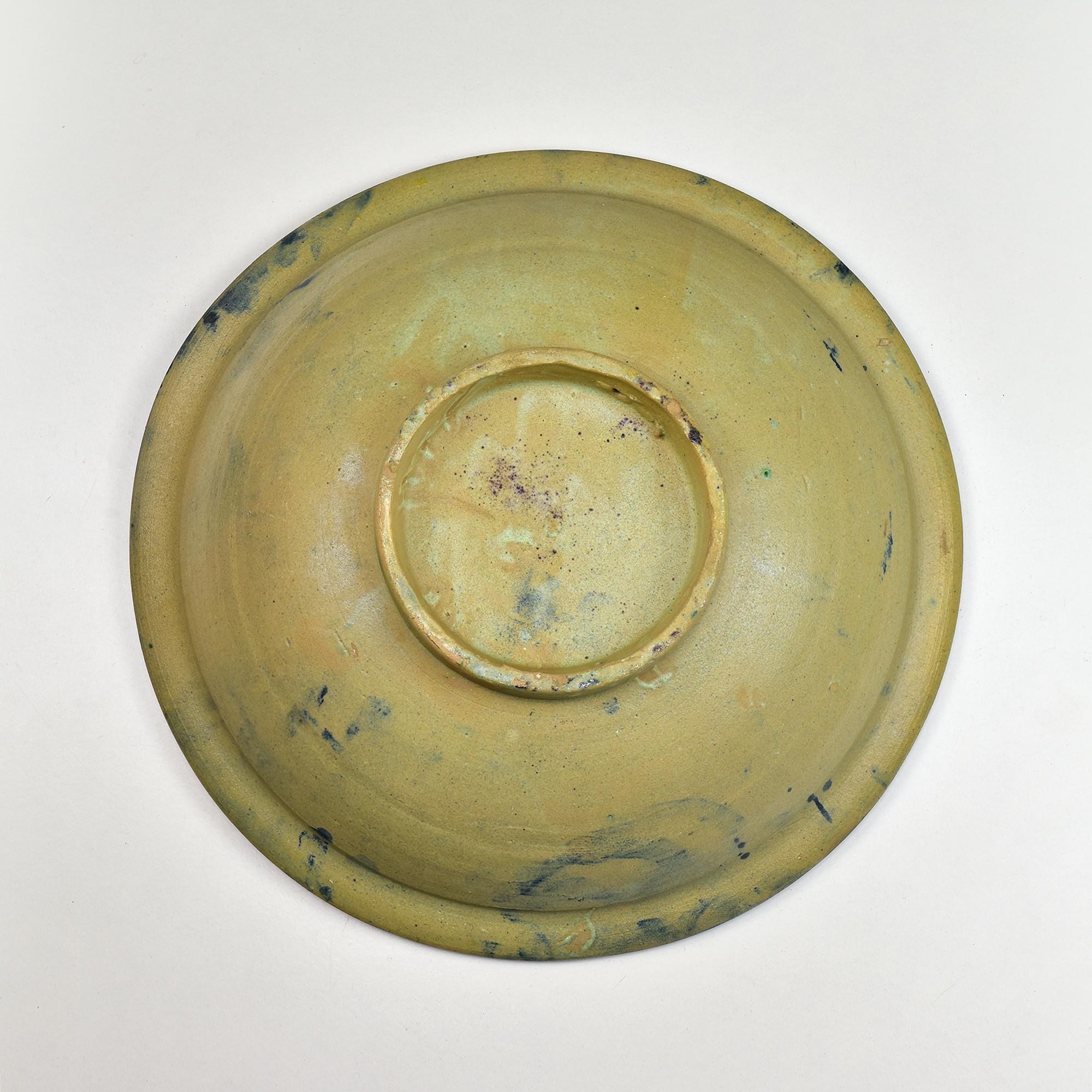Large Antique 19th Century Moroccan Polychrome Footed Ceramic Bowl from Fez For Sale 5