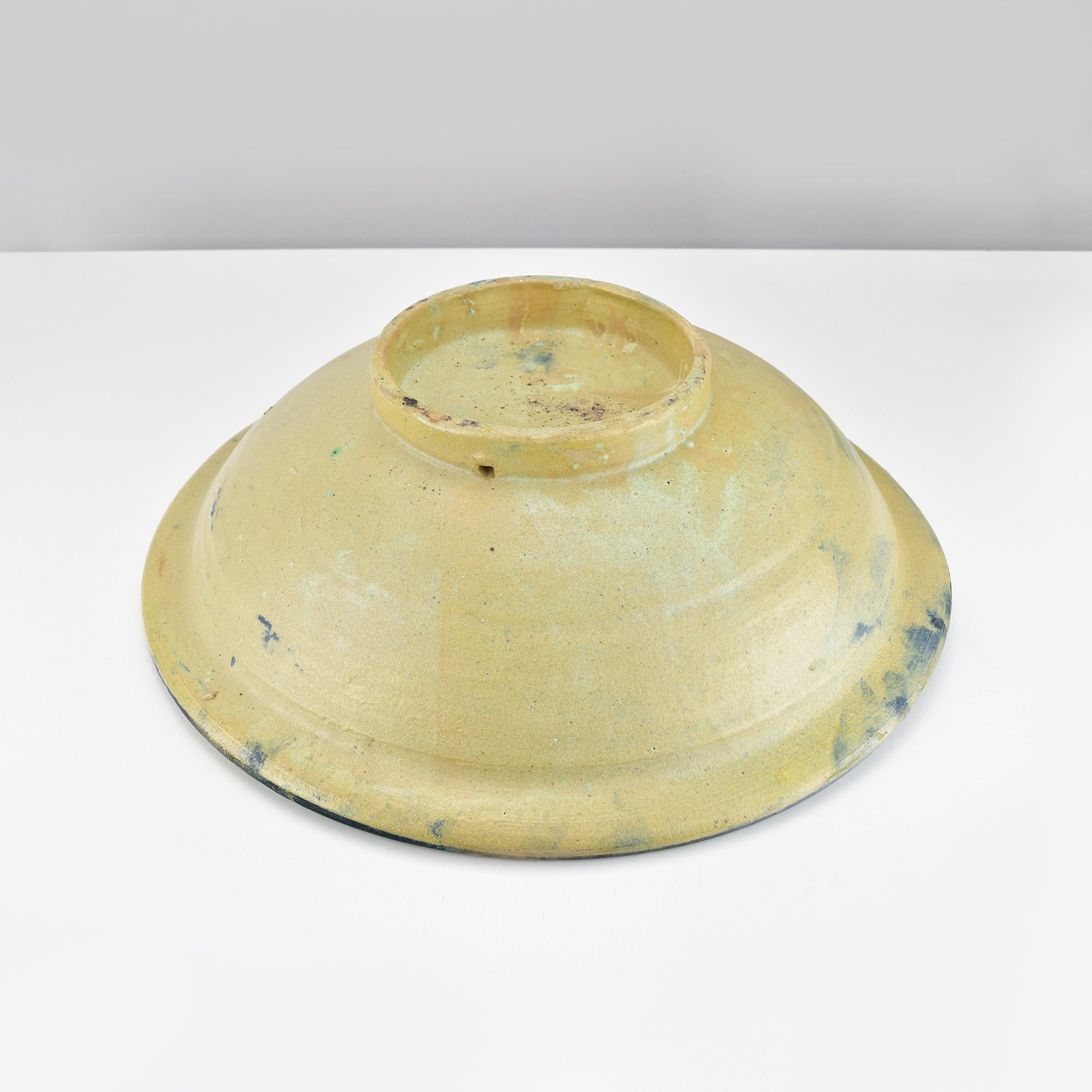 Large Antique 19th Century Moroccan Polychrome Footed Ceramic Bowl from Fez For Sale 4