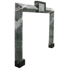 Large Antique 19th Century Moulded Bolection Green Marble Fireplace Surround
