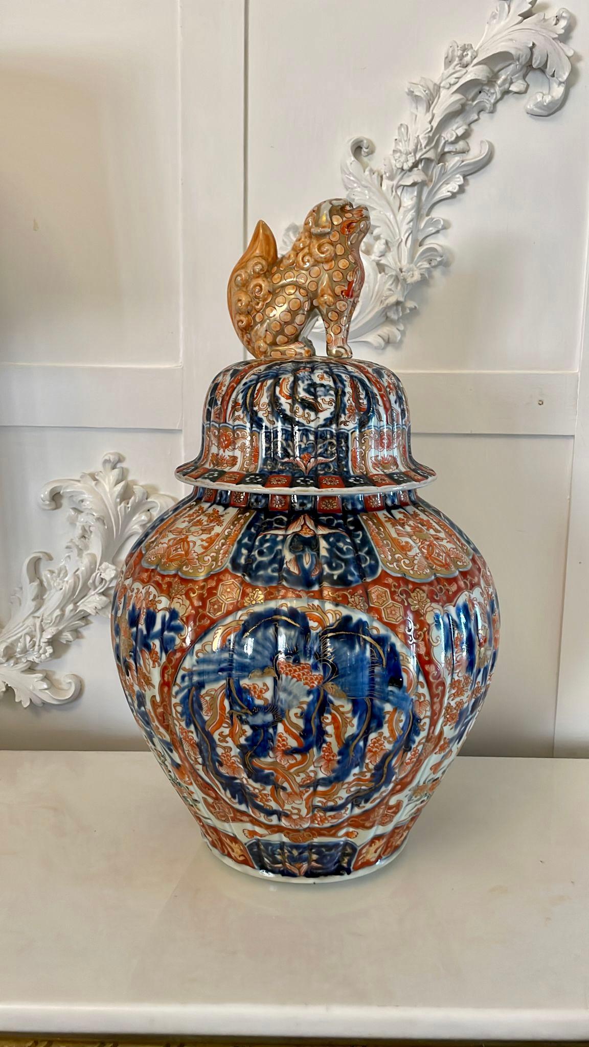 Large Antique 19th Century Quality Imari Lidded Vase For Sale 9