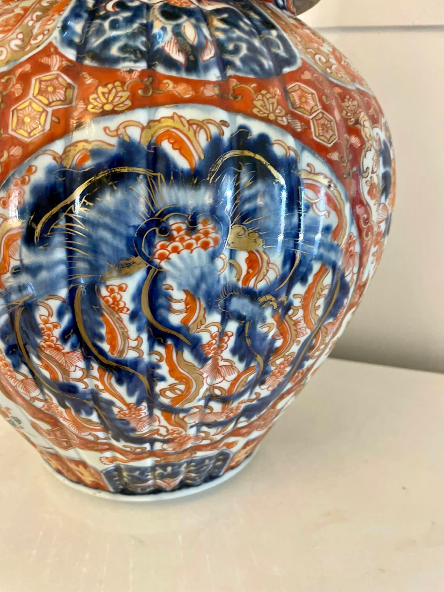 Japanese Large Antique 19th Century Quality Imari Lidded Vase For Sale