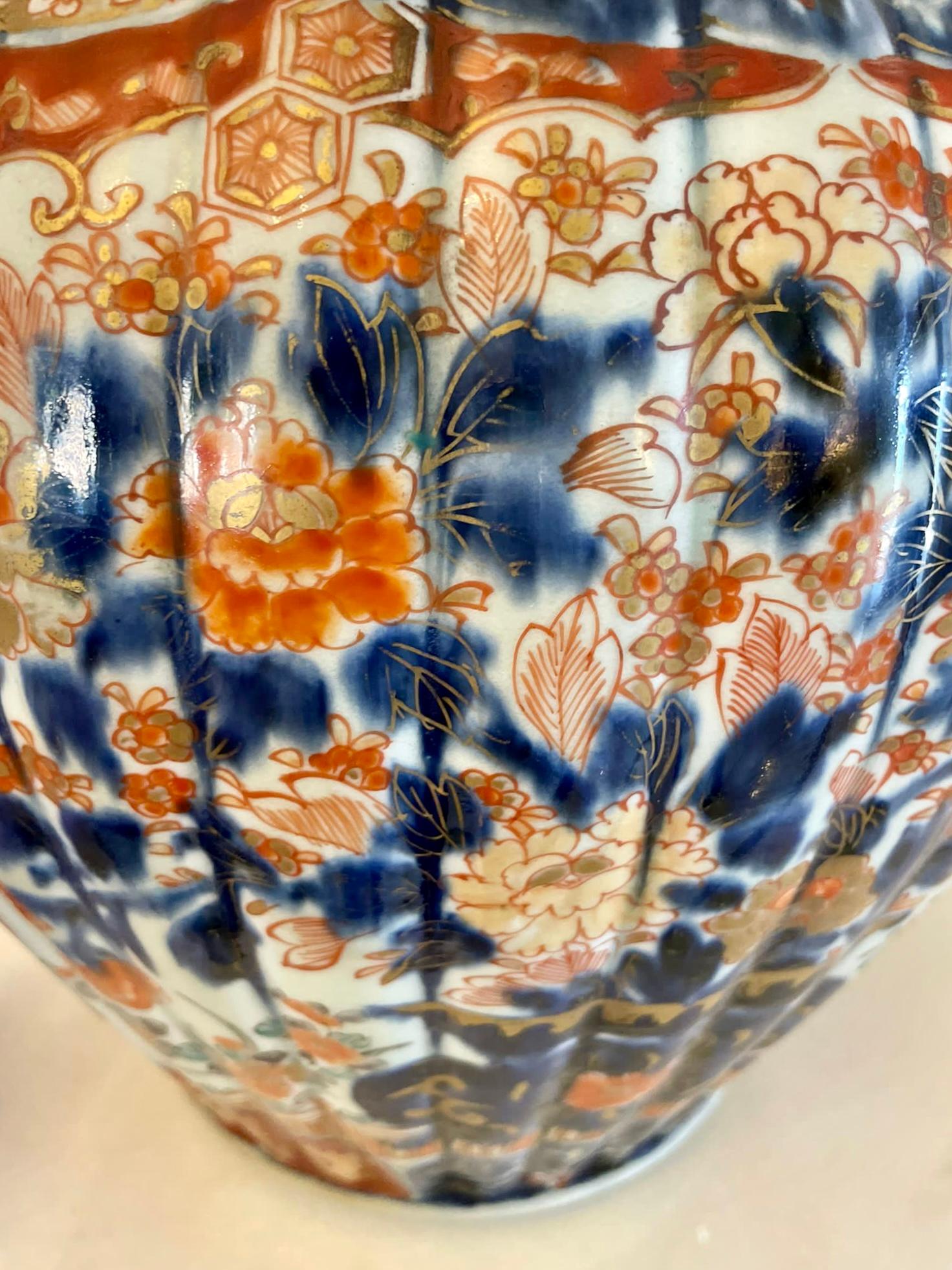 Ceramic Large Antique 19th Century Quality Imari Lidded Vase For Sale