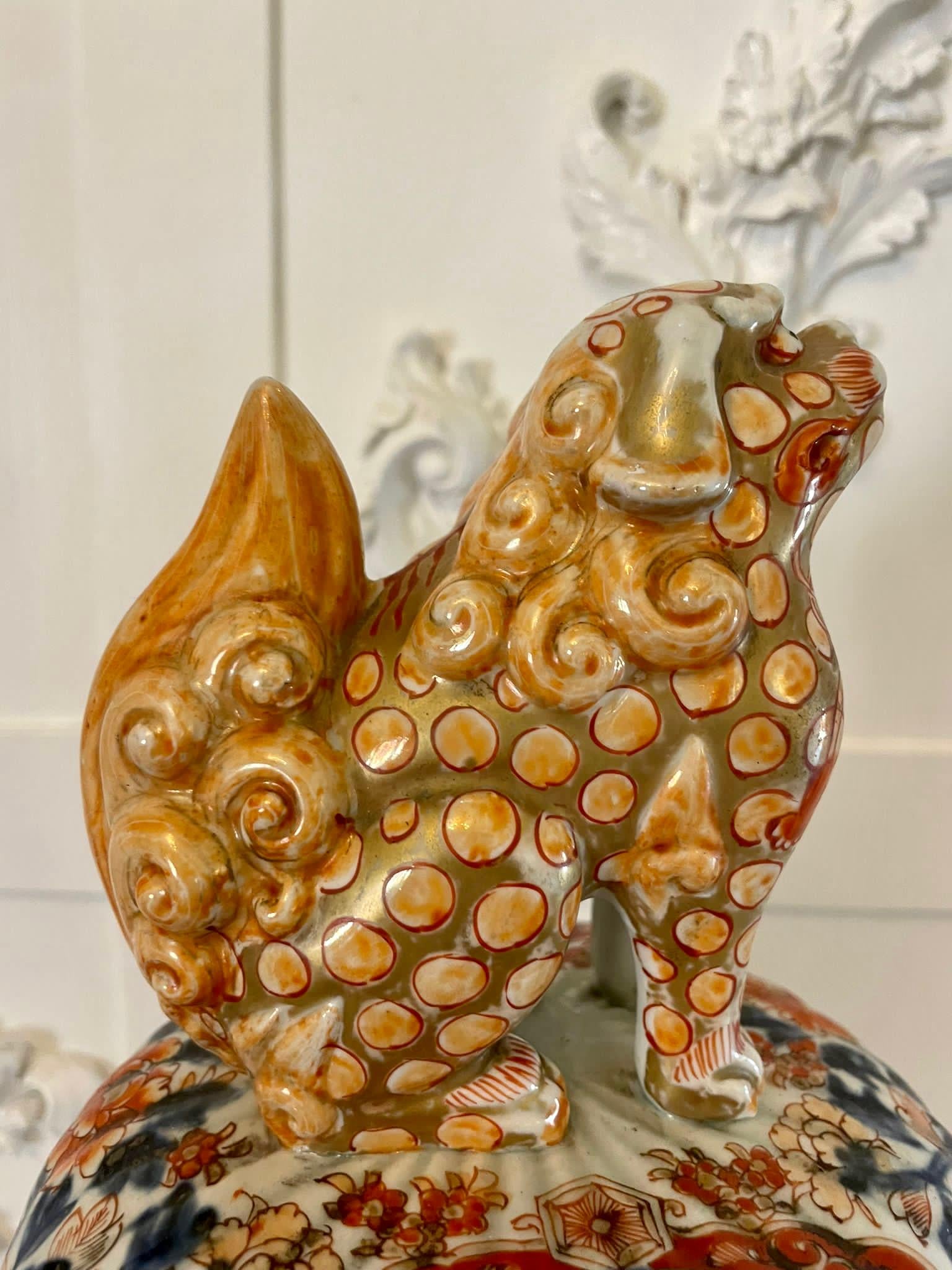 Large Antique 19th Century Quality Imari Lidded Vase For Sale 4