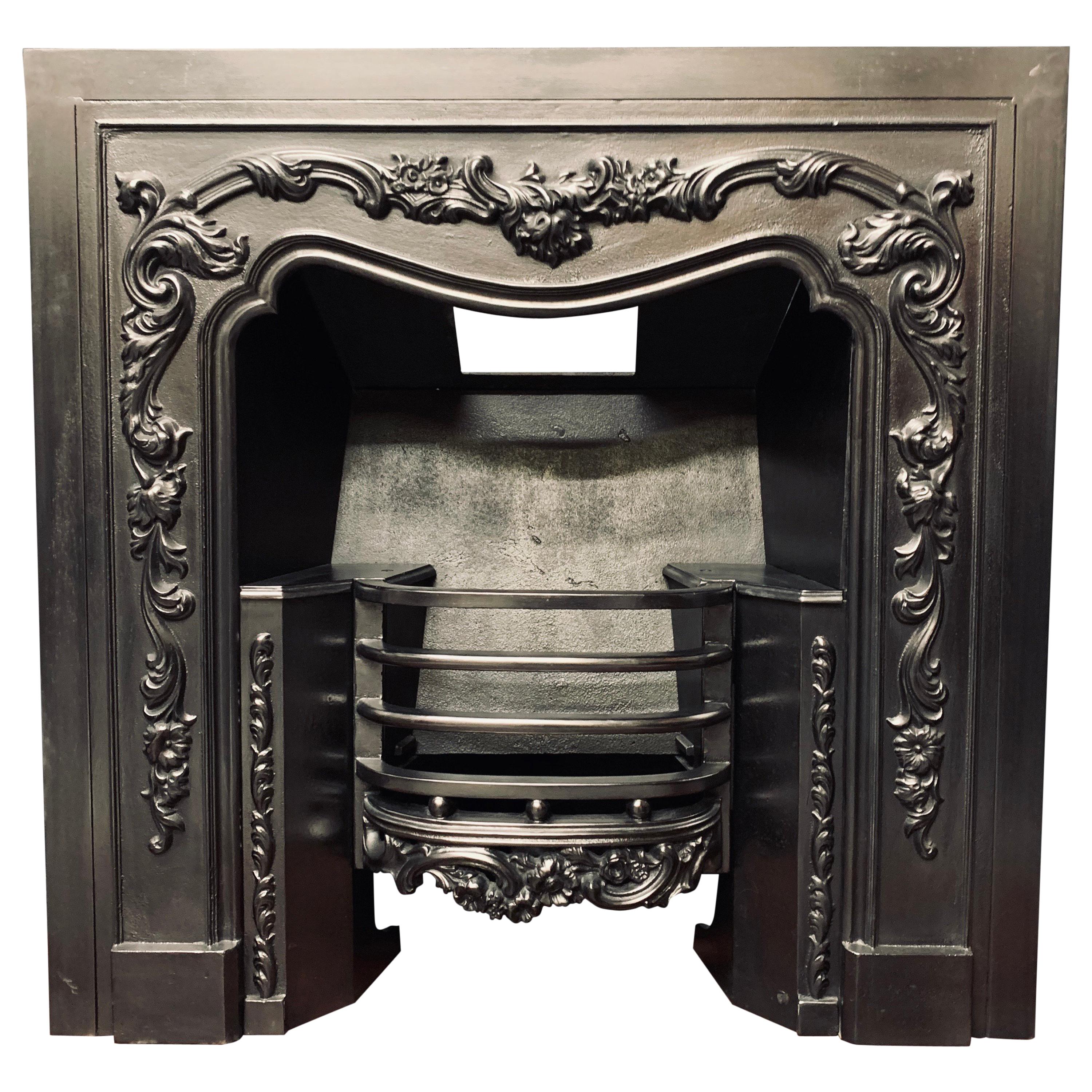 Large Antique 19th Century Regency Style Cast Iron Register Fireplace Insert