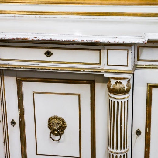 Large Antique 19th Century Sideboard Buffet With Mirror Painted Sideboard Buffet With Mirror Painted