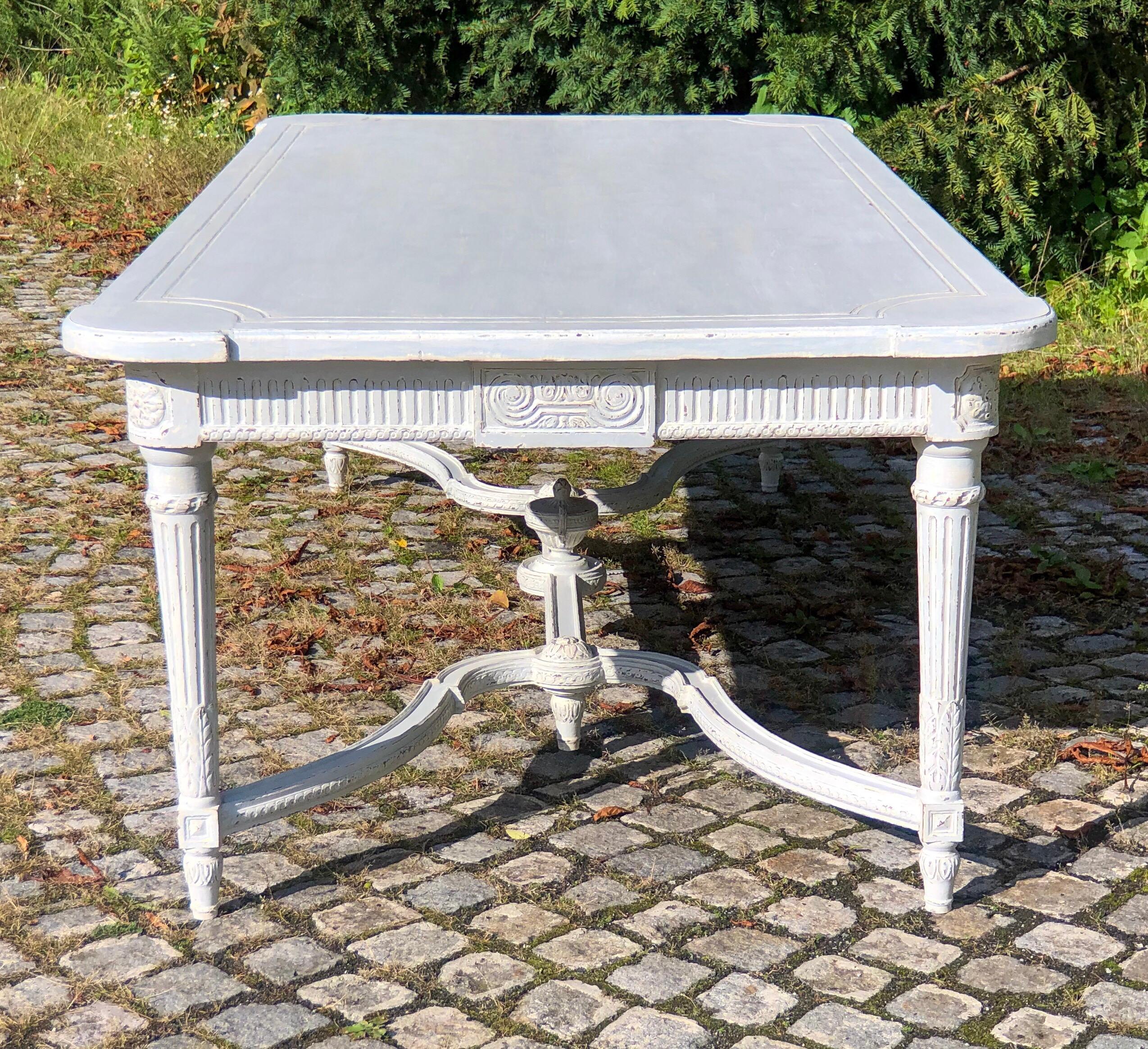 Gustavian Large Antique 19th Century Swedish Painted Dining Room Table For Sale