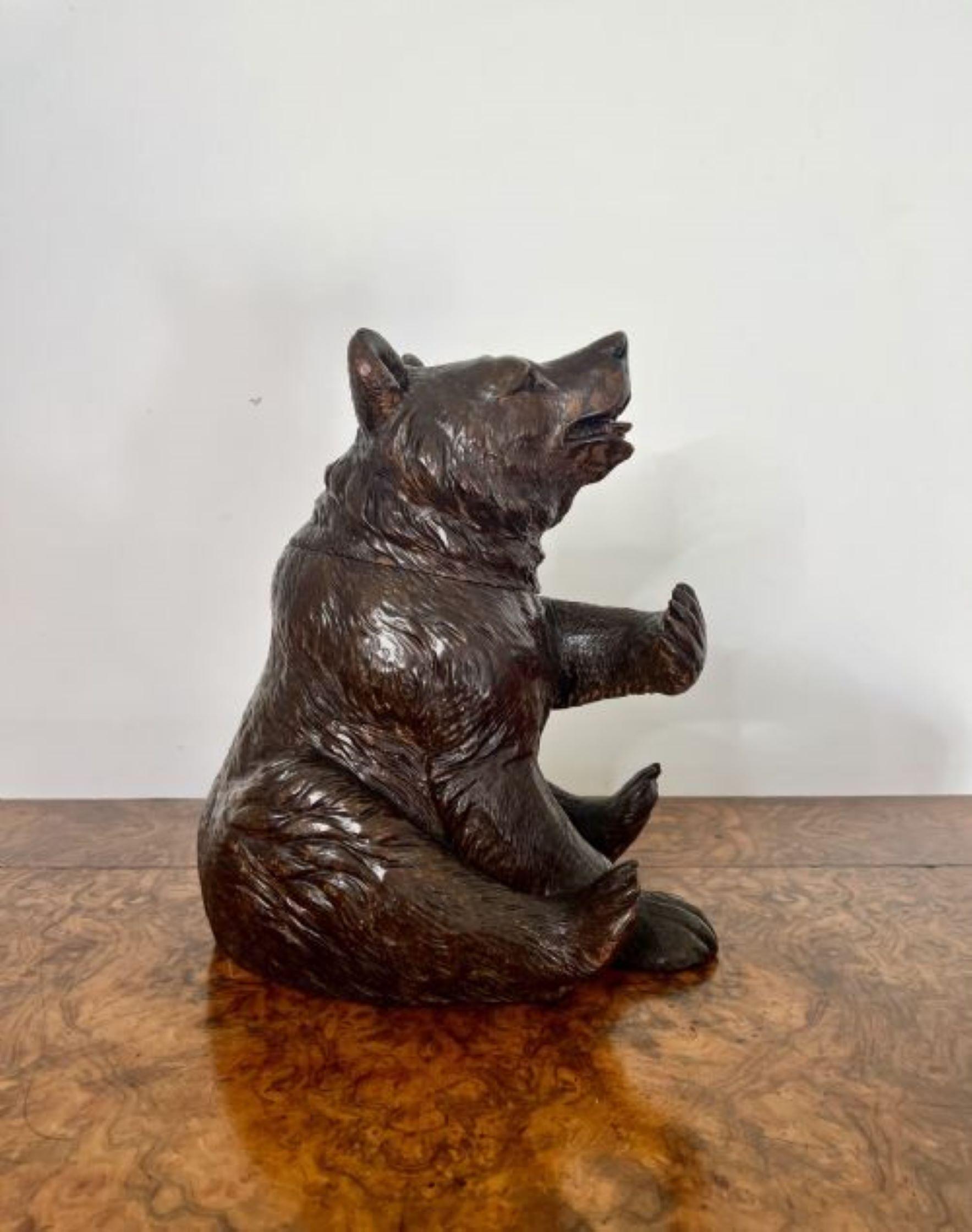 Grand ours ancien du 19e siècle de qualité victorienne sculpté Black Forest  en vente 3