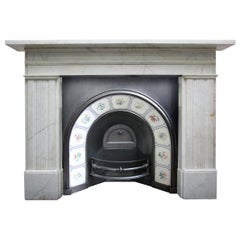 Large Antique 19th Century Victorian White Marble Fireplace Surround