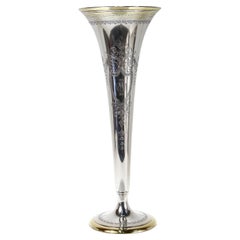 Large Antique 20" Tiffany & Co. Sterling Silver Trumpet Flower Vase