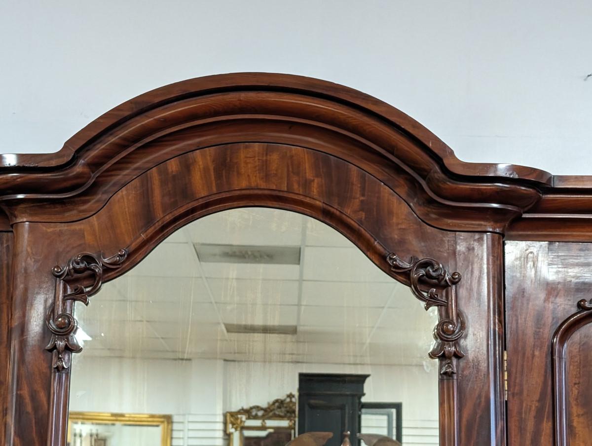 Mirror Large Antique 3 Door Armoire, Mahogany, 19th Century For Sale