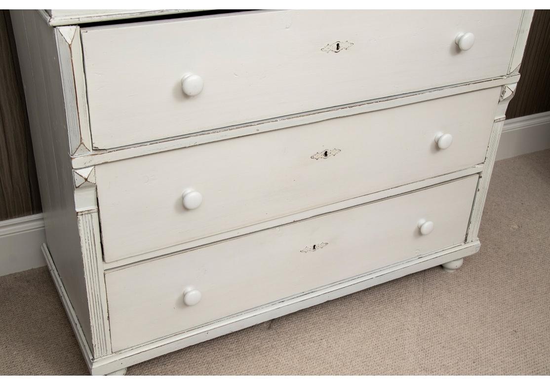 19th Century Large Antique 3 Drawer Cottage Chest in Custom Paint