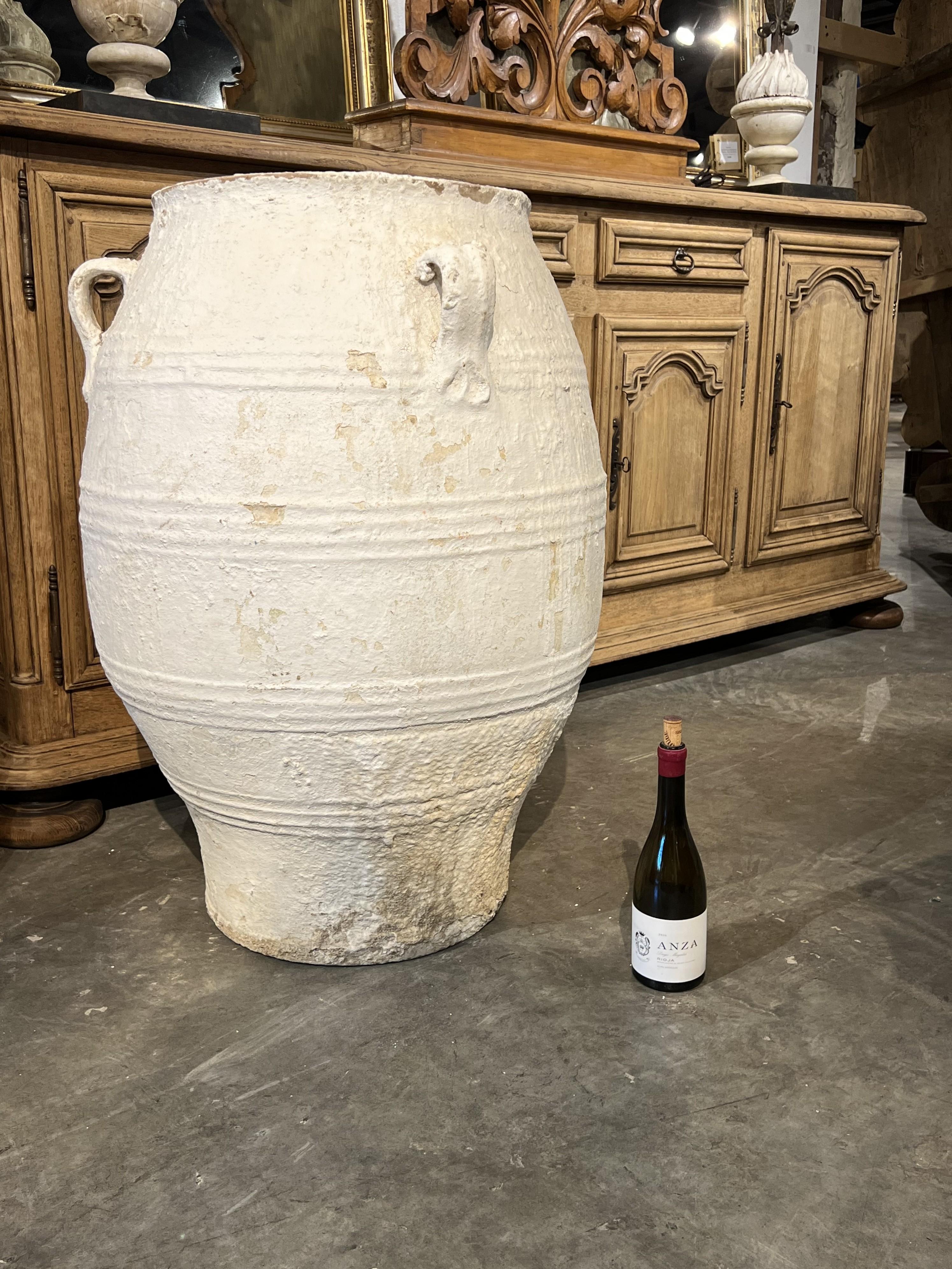 Gran olla antigua de 3 asas para aceite de oliva o vino, Grecia, circa 1875 en venta 6