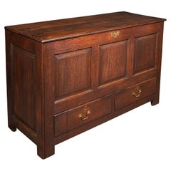 Large Antique 3 Panel Mule Chest, English Oak, Storage Trunk, Georgian, C.1770