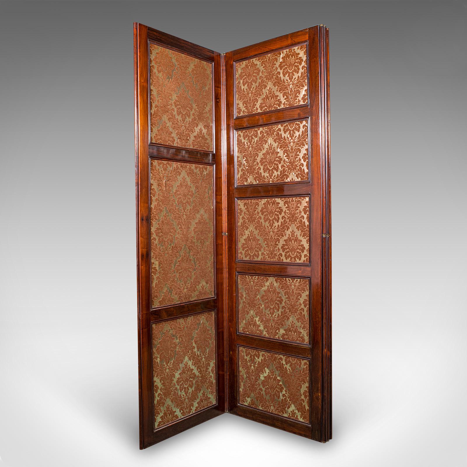 Britannico Grande paravento antico a 4 pannelli, divisorio inglese, punto d'ago, Regenza in vendita