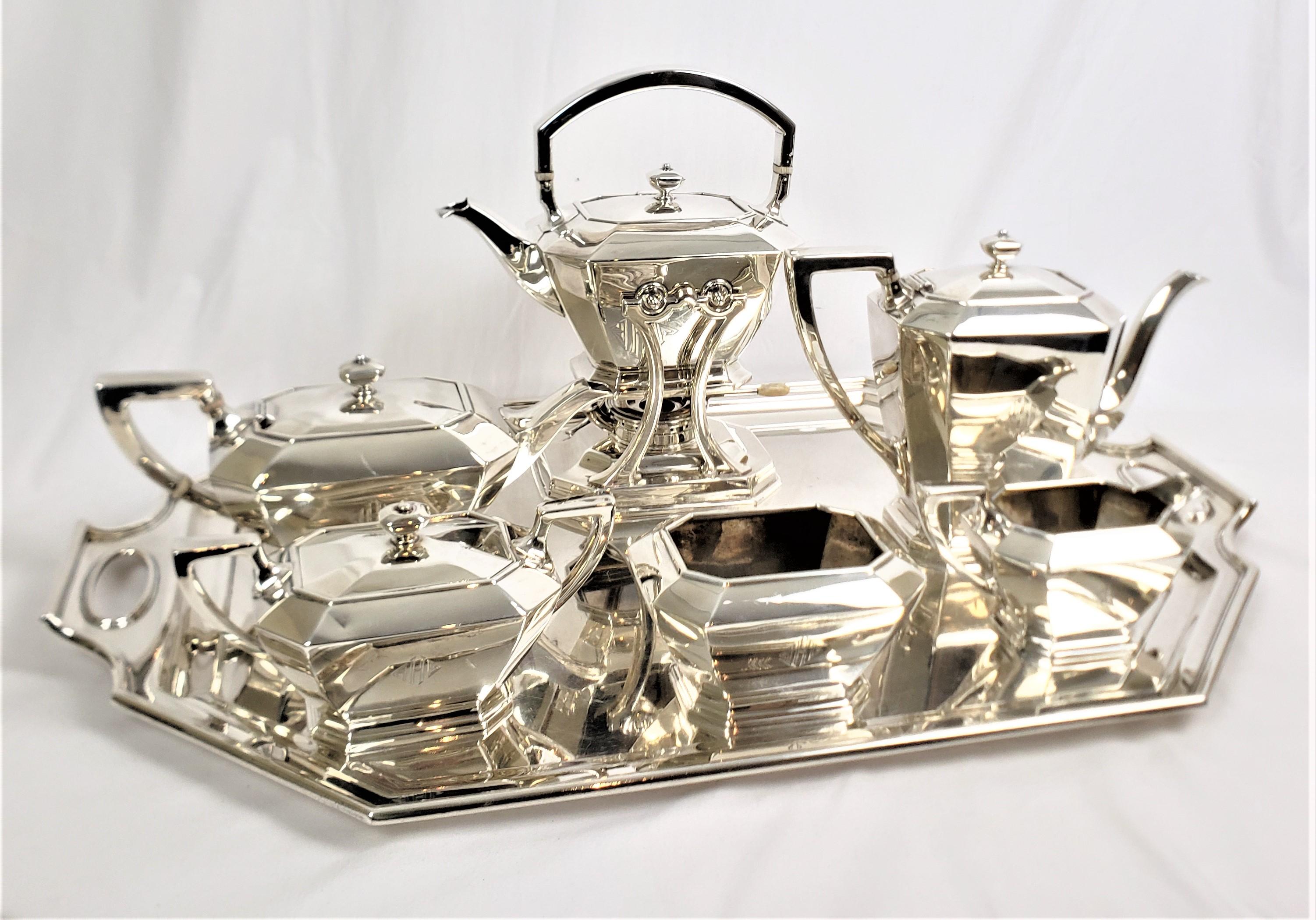 Machine-Made Large Antique 7 Piece Art Deco Black, Starr & Frost Sterling Silver Tea Set