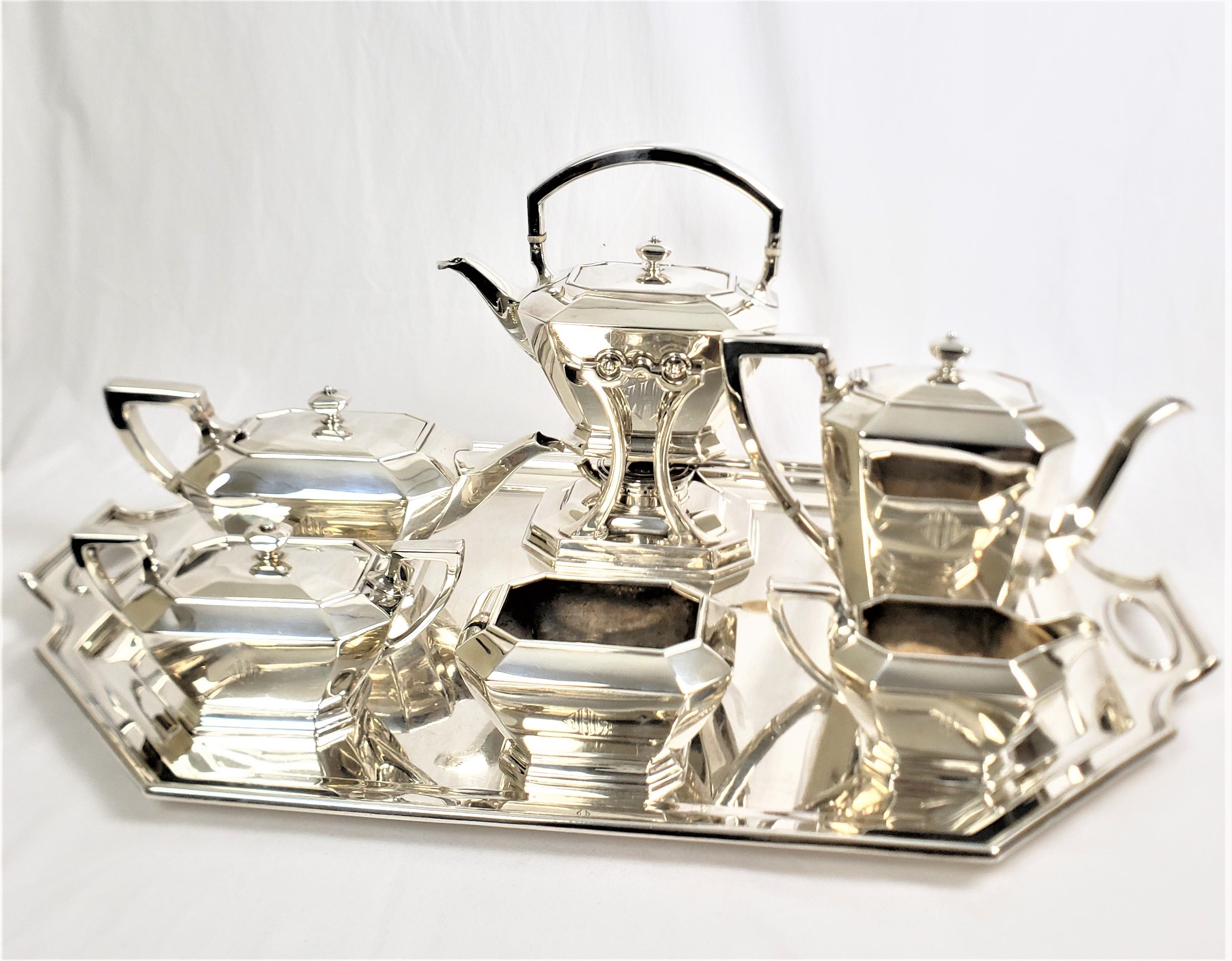 Large Antique 7 Piece Art Deco Black, Starr & Frost Sterling Silver Tea Set In Good Condition In Hamilton, Ontario