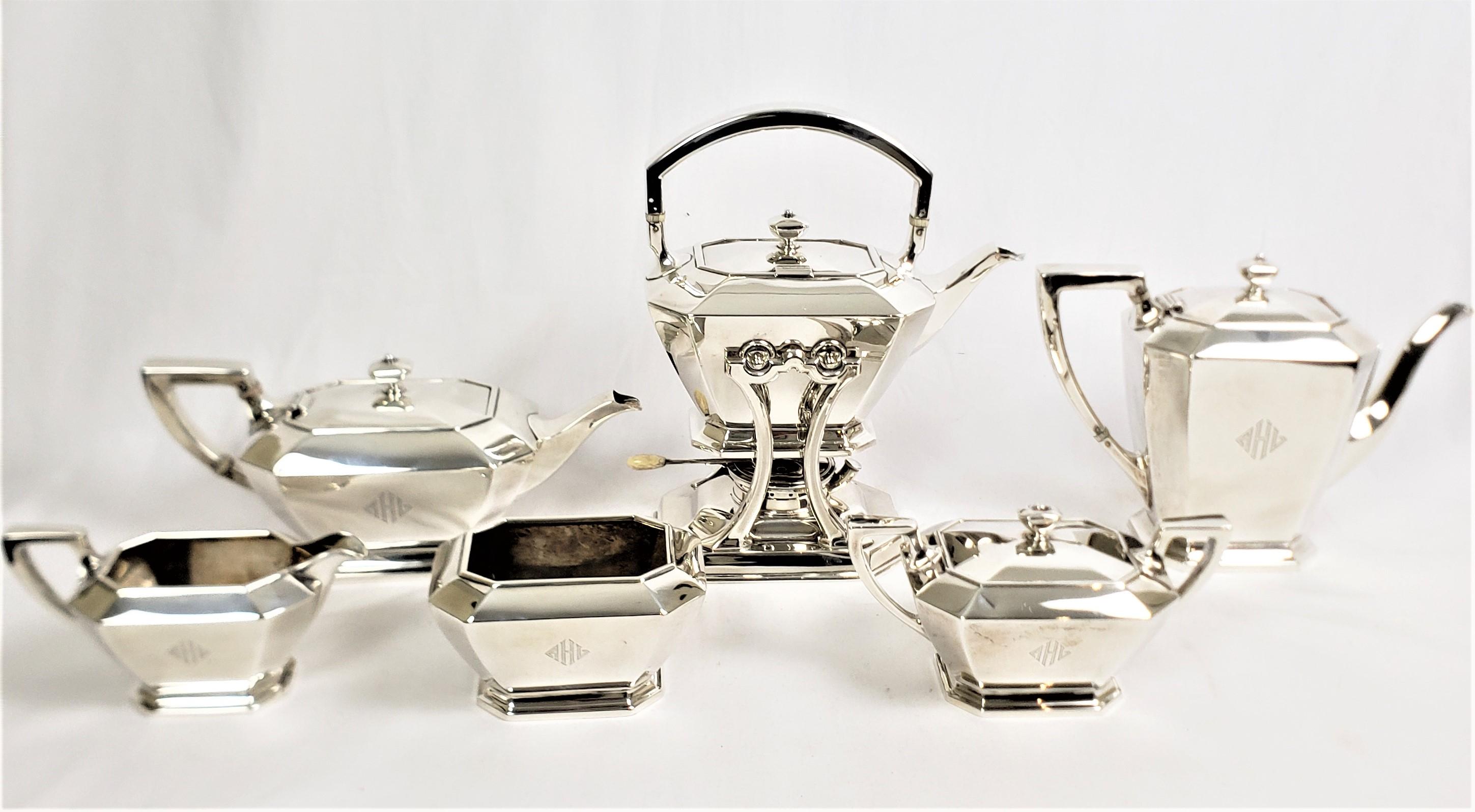 20th Century Large Antique 7 Piece Art Deco Black, Starr & Frost Sterling Silver Tea Set
