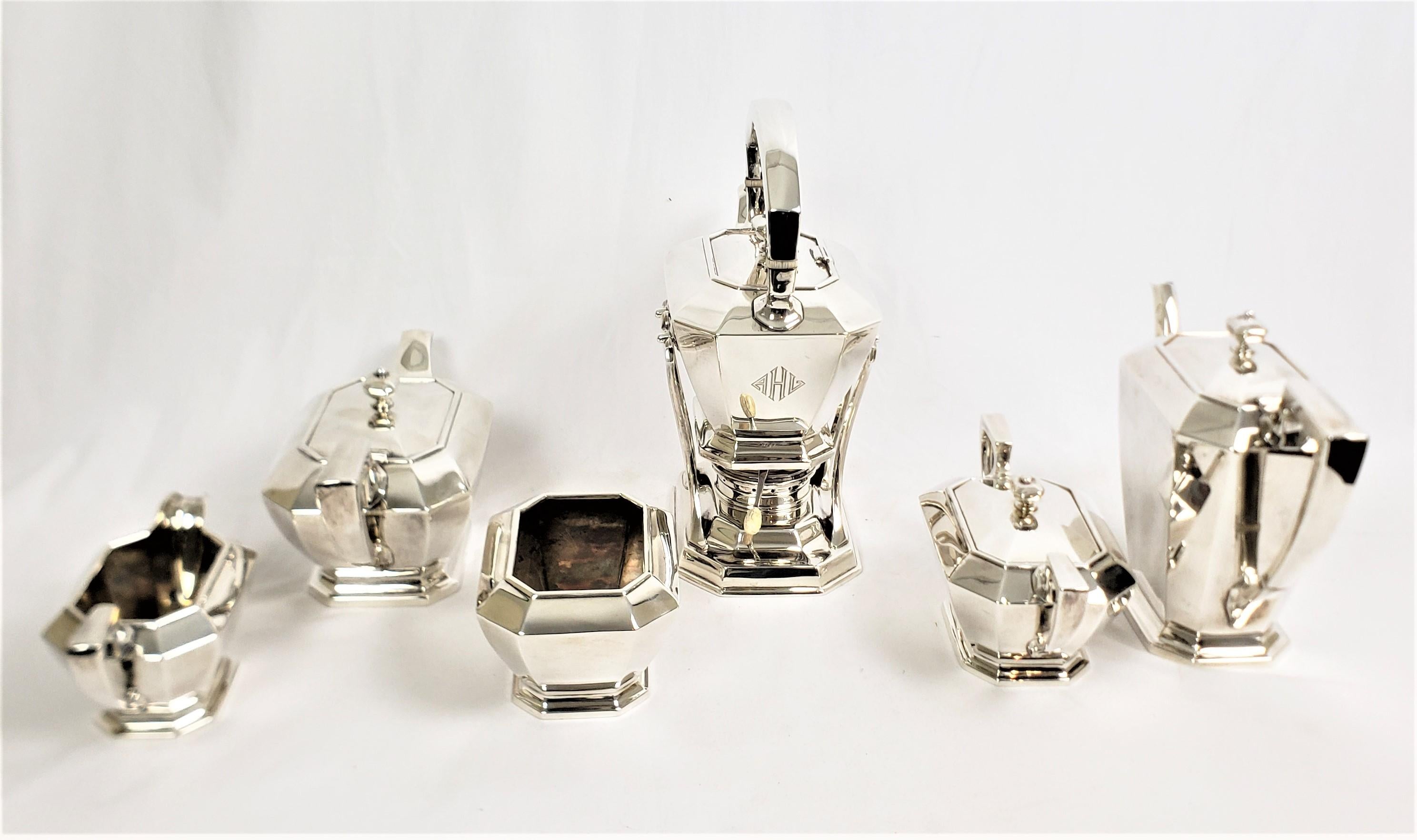 Large Antique 7 Piece Art Deco Black, Starr & Frost Sterling Silver Tea Set 1