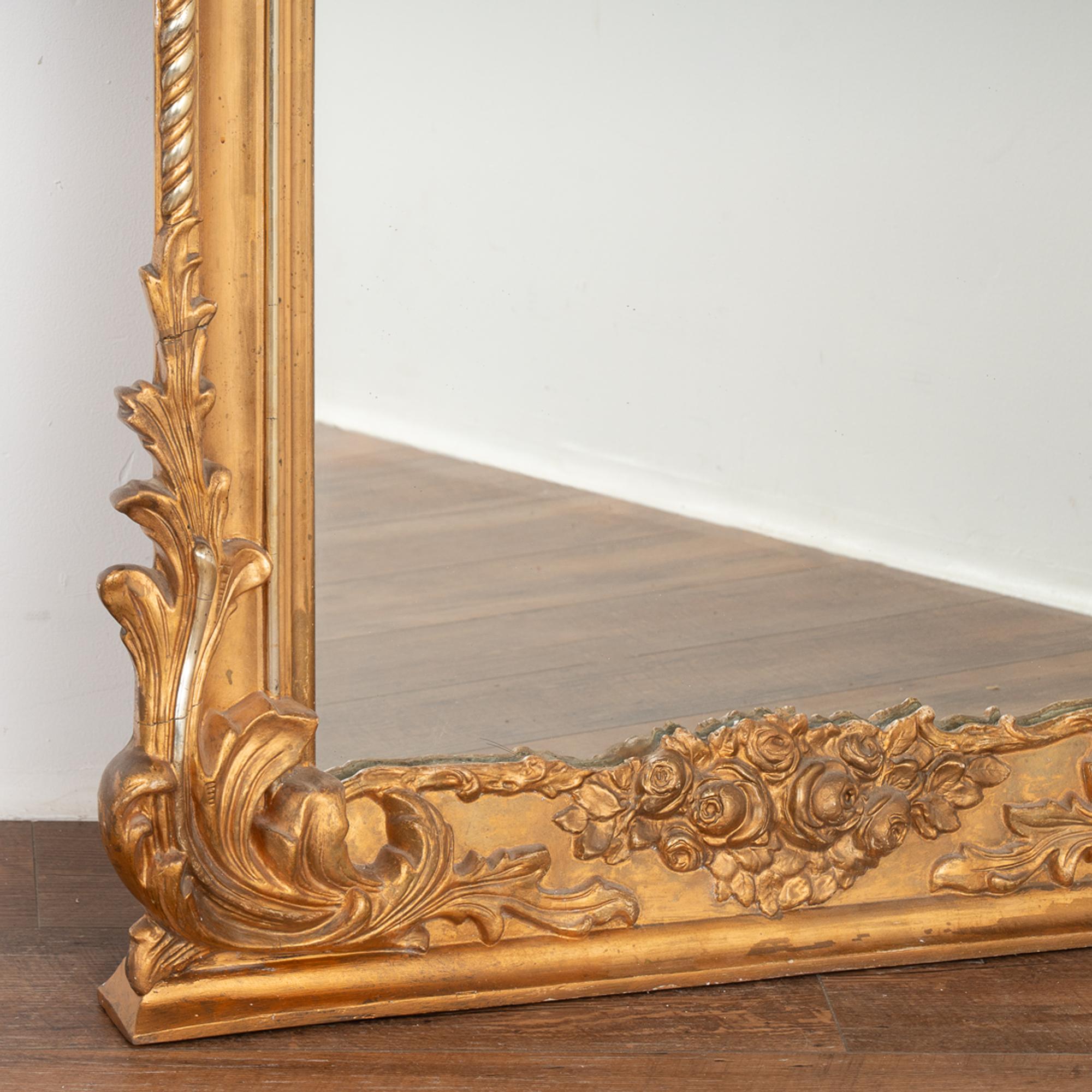 Large Antique 7' Tall Gold Gilt Mirror, Sweden circa 1850-70 2