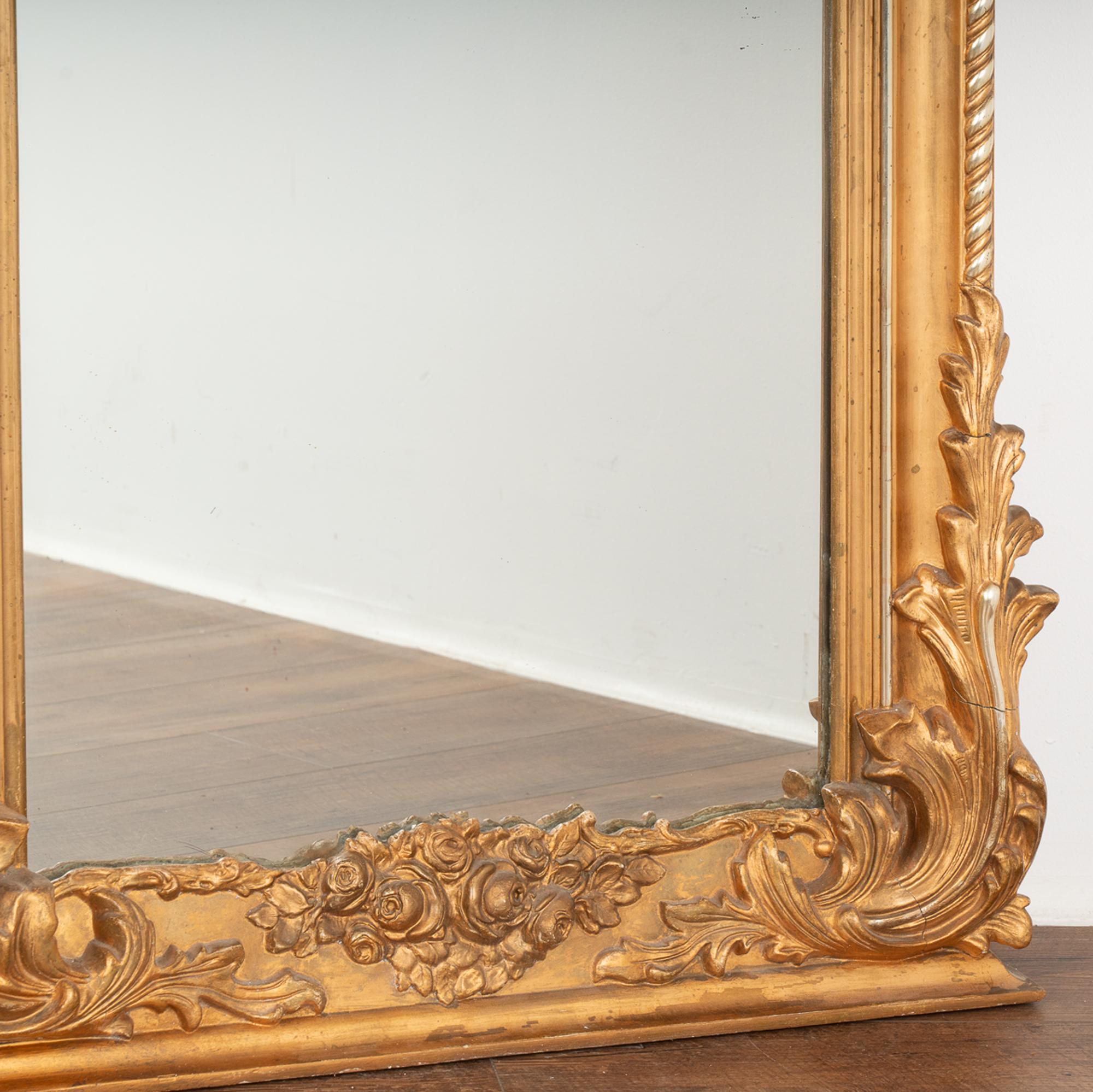 Large Antique 7' Tall Gold Gilt Mirror, Sweden circa 1850-70 3