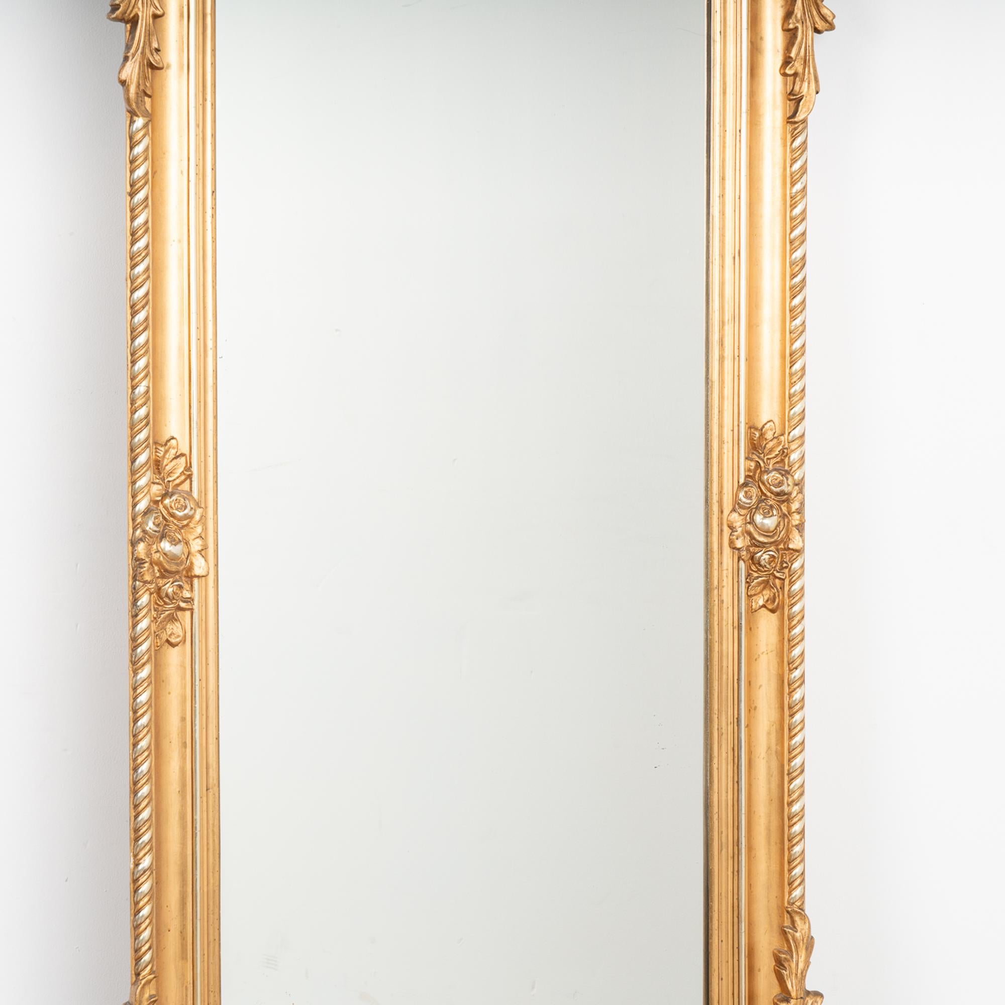 Swedish Large Antique 7' Tall Gold Gilt Mirror, Sweden circa 1850-70