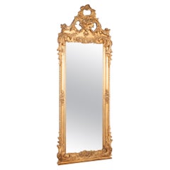 Large Antique 7' Tall Gold Gilt Mirror, Sweden circa 1850-70