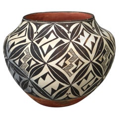 Large Antique Acoma Pueblo Pottery Jar with Stylized Floral Pattern C1930