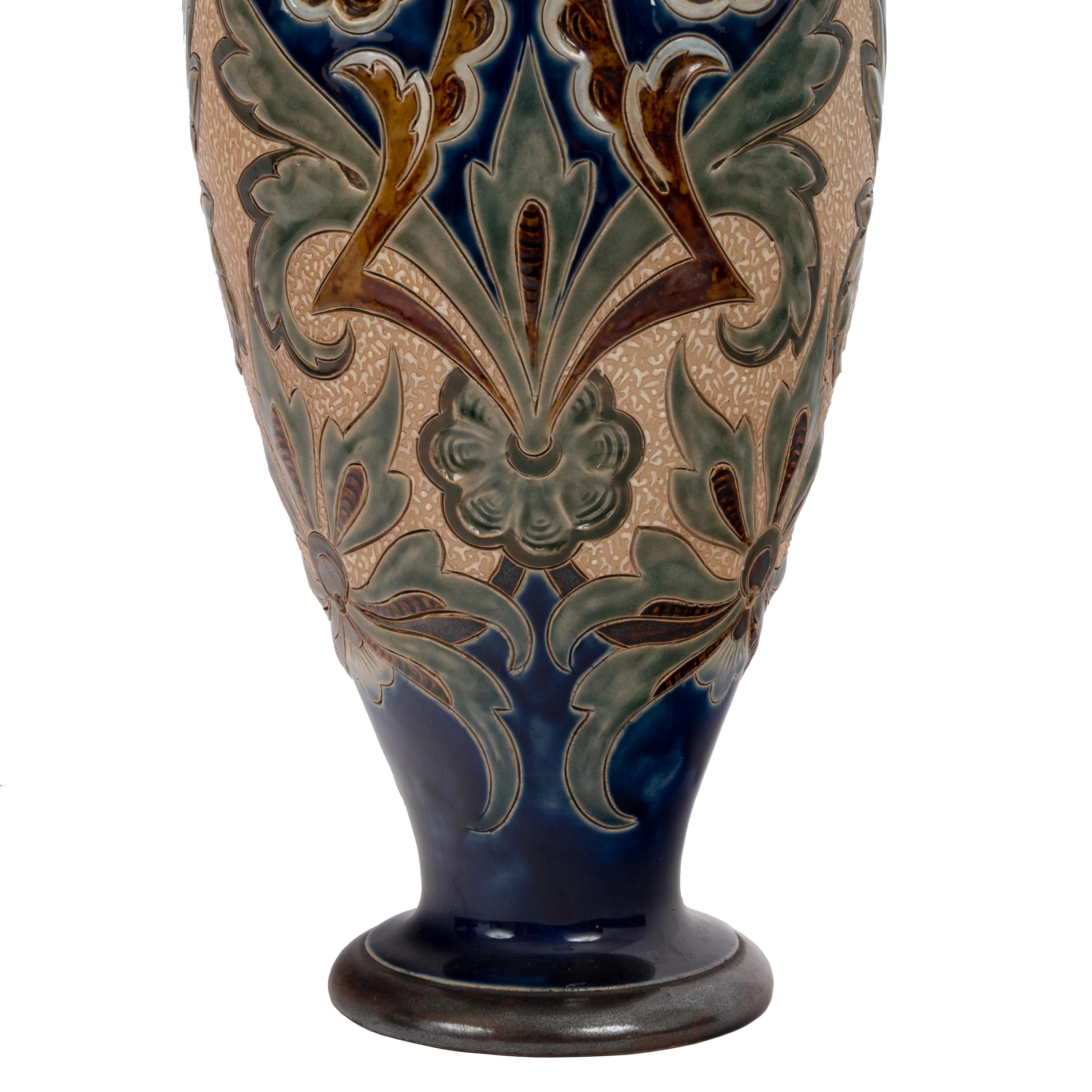 Pottery Large Antique Aesthetic Movement Doulton Lambeth Stoneware Vase Margaret Aitken