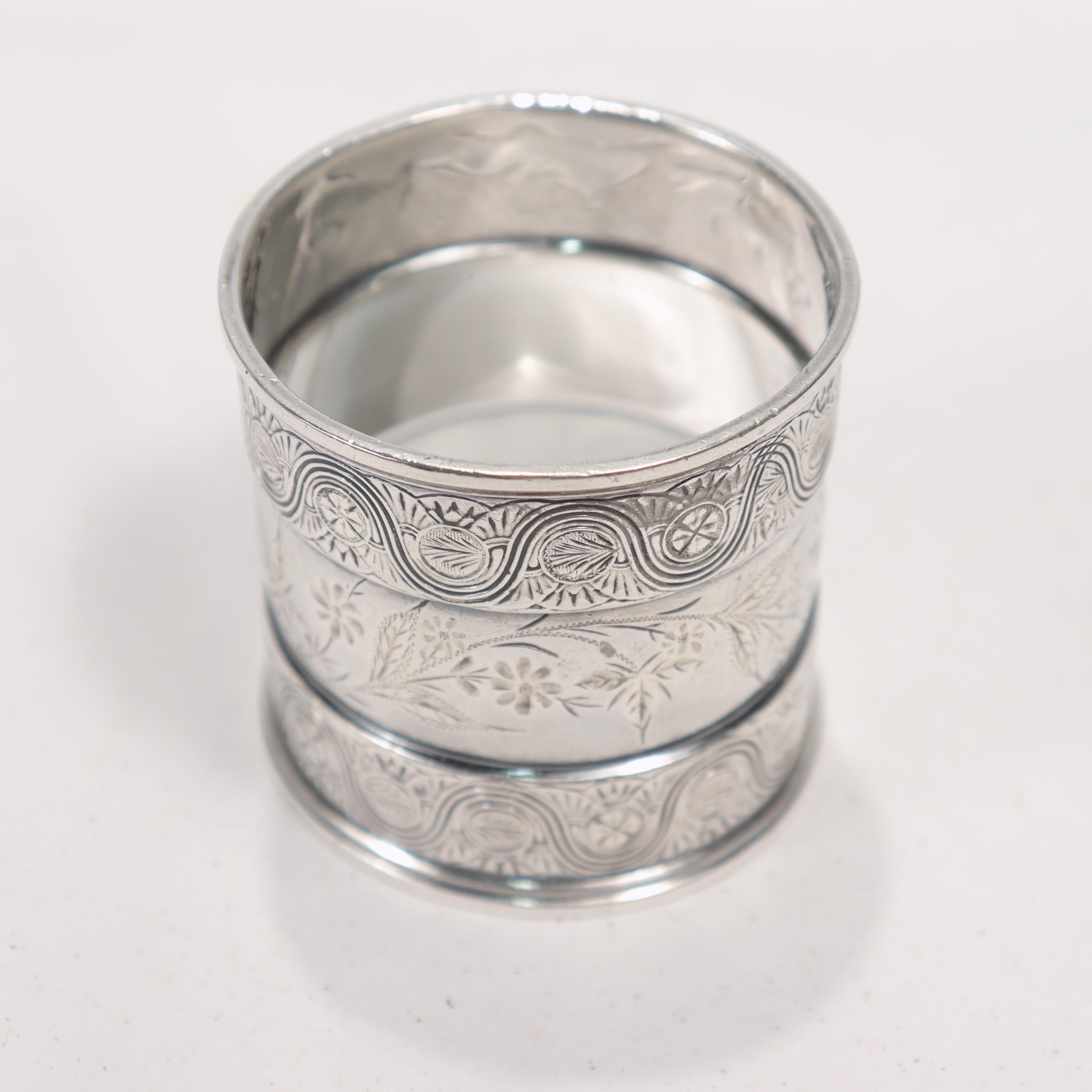 Large Antique Aesthetic Movement Gorham Sterling Silver Napkin Ring In Good Condition In Philadelphia, PA