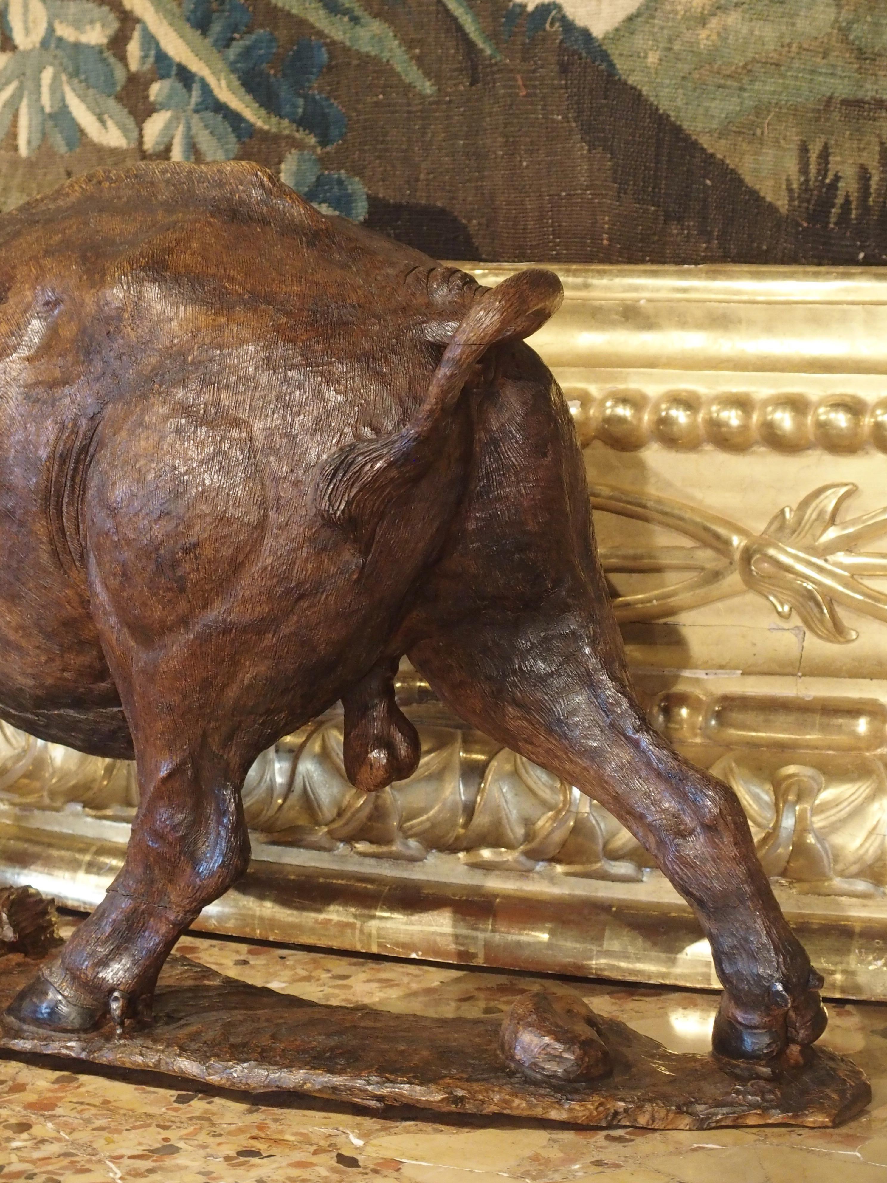 Early 20th Century Large Antique African Hardwood Cape Buffalo Sculpture, circa 1900 For Sale