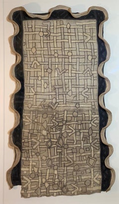 Large Antique African Kuba Textile Museum Mount in Lucite Shadowbox Wall hanging