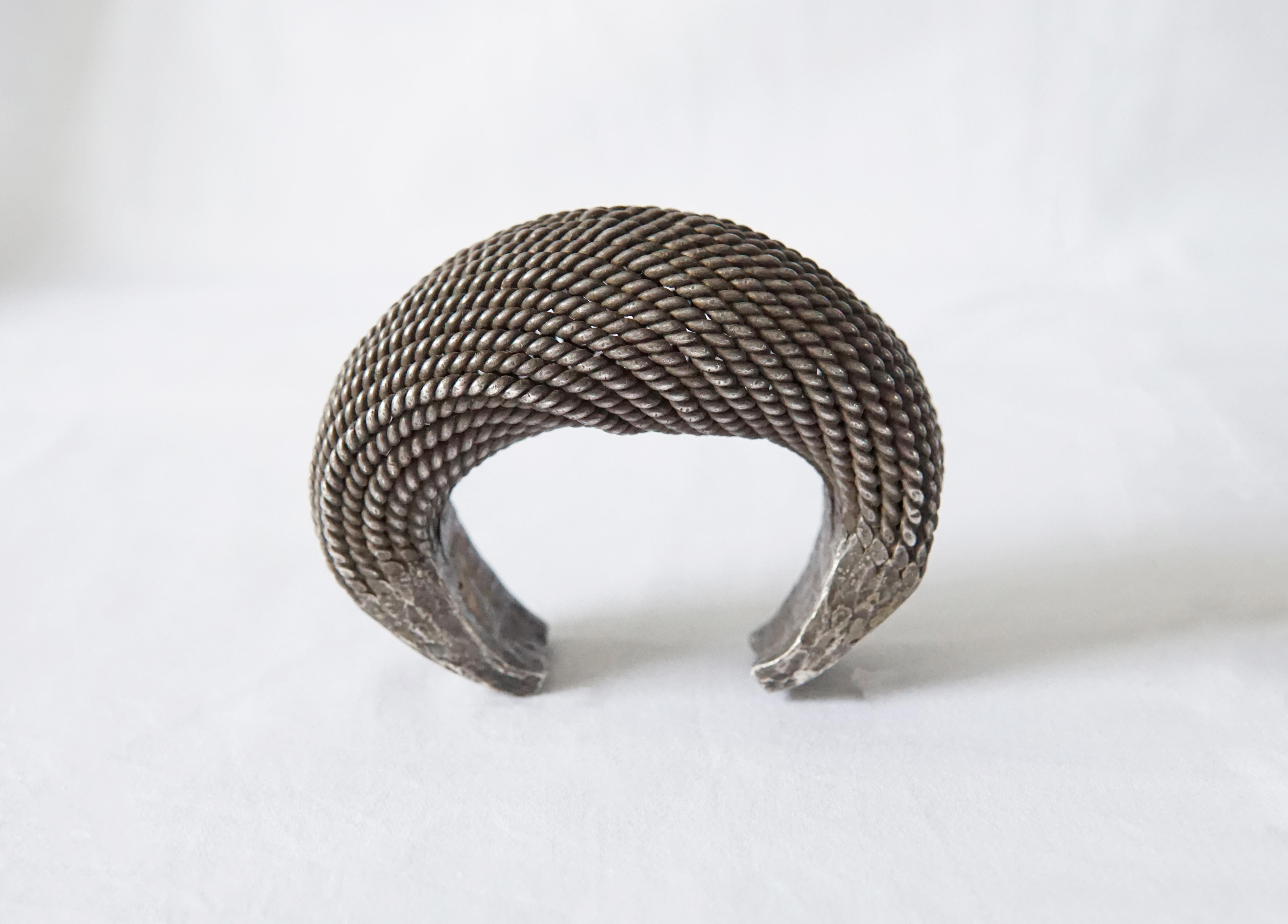 Tribal Antique Akha Hill Tribe Silver Cuff Bracelet, Golden Triangle For Sale