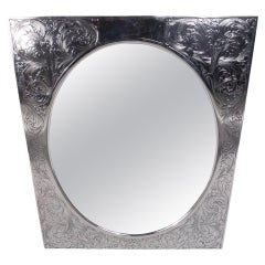 Large Antique American Art Nouveau Sterling Silver Table Mirror