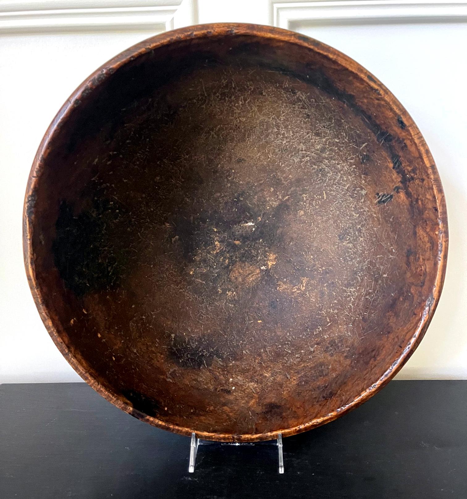Large Antique American Burl Bowl For Sale 3