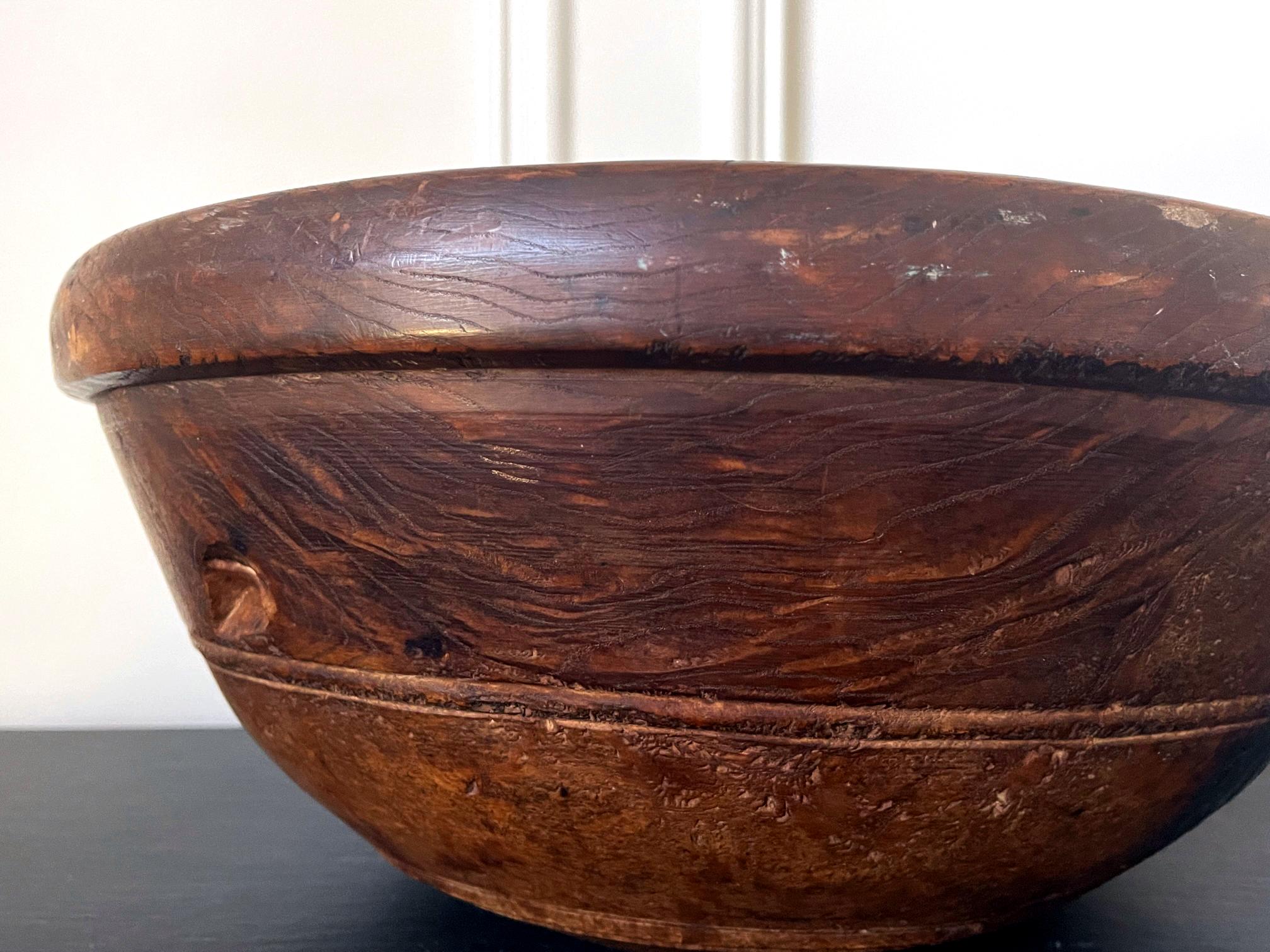 Large Antique American Burl Bowl For Sale 4