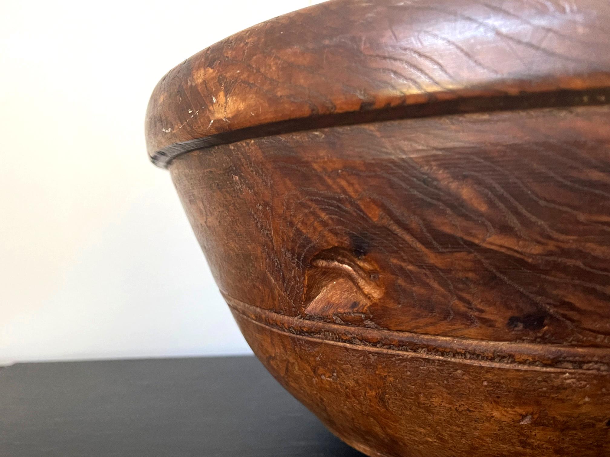 Large Antique American Burl Bowl For Sale 5