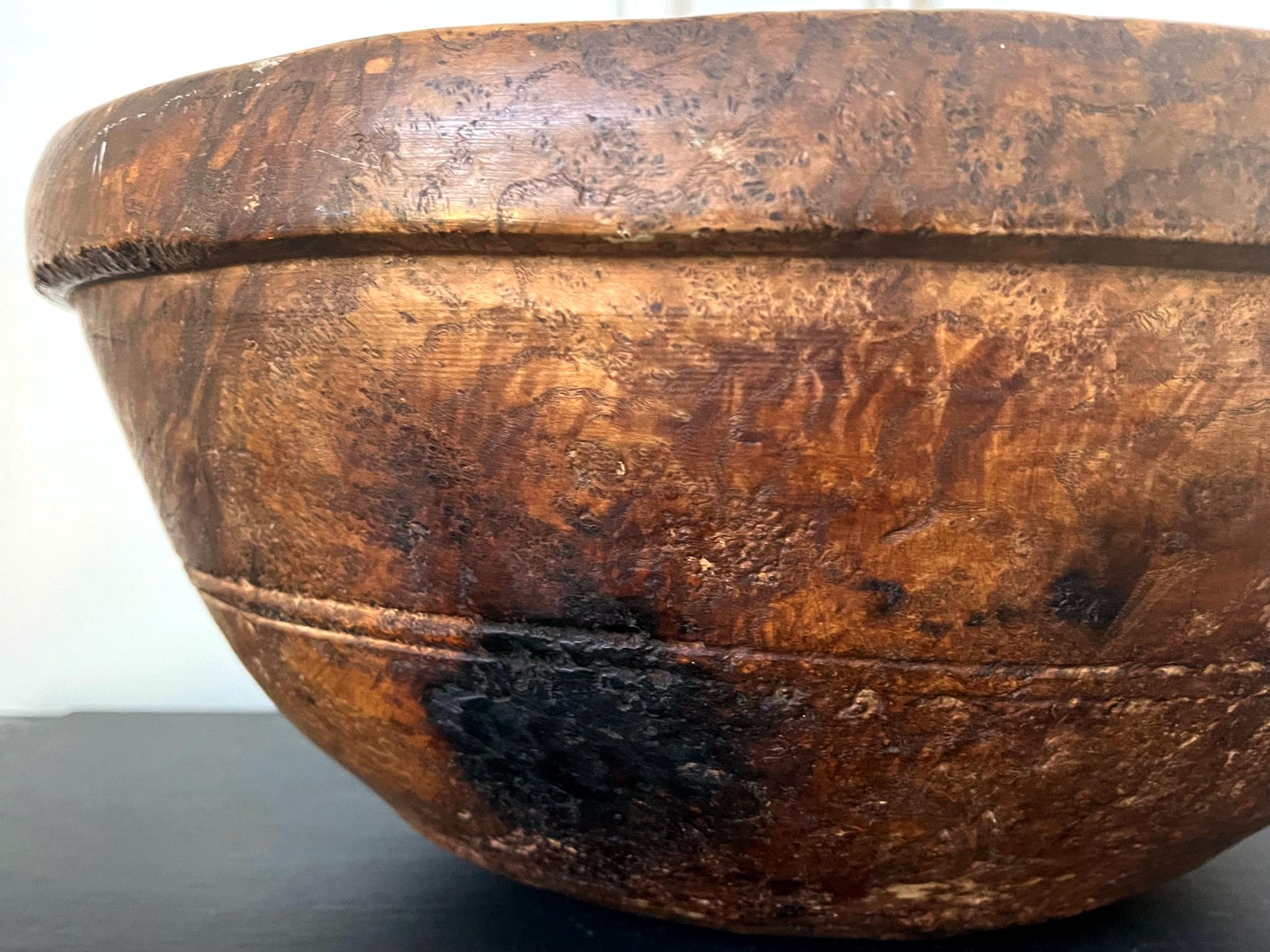 Large Antique American Burl Bowl For Sale 6