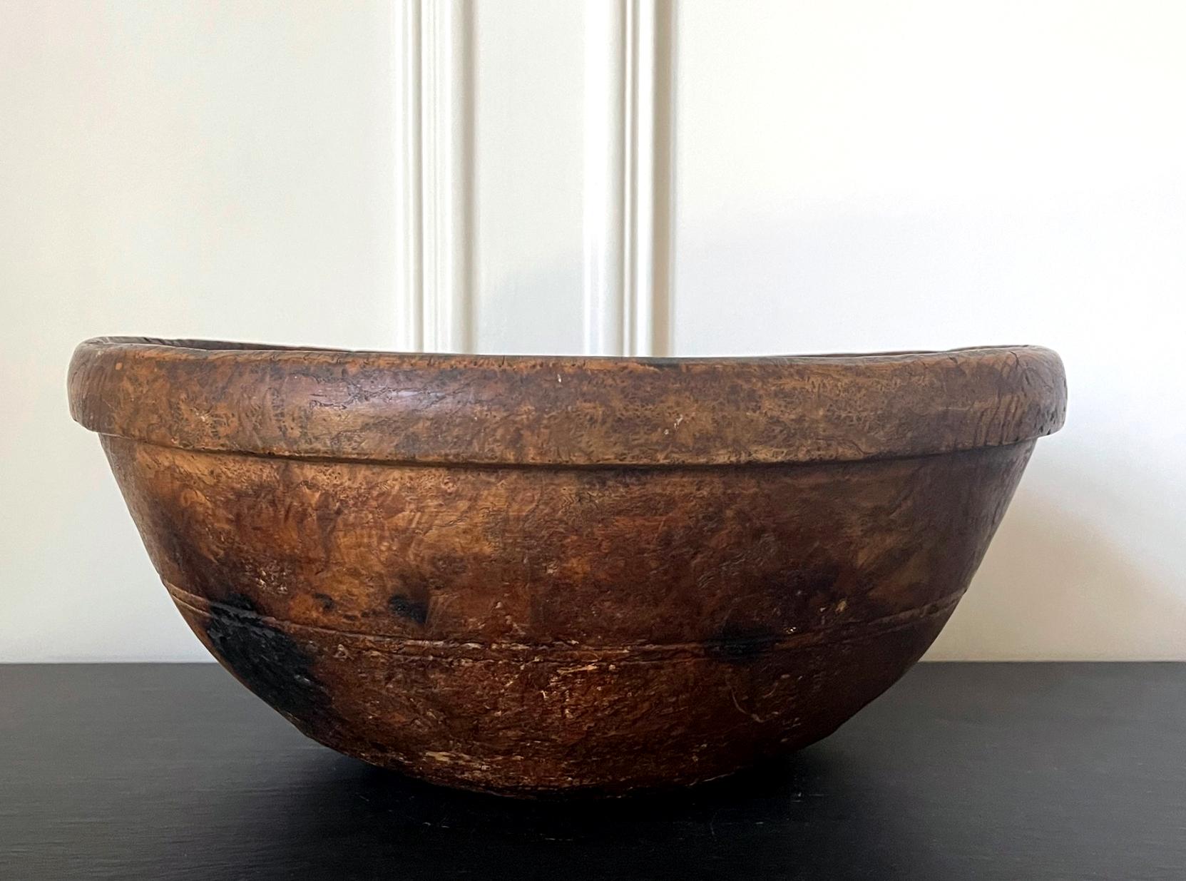 American Colonial Large Antique American Burl Bowl For Sale