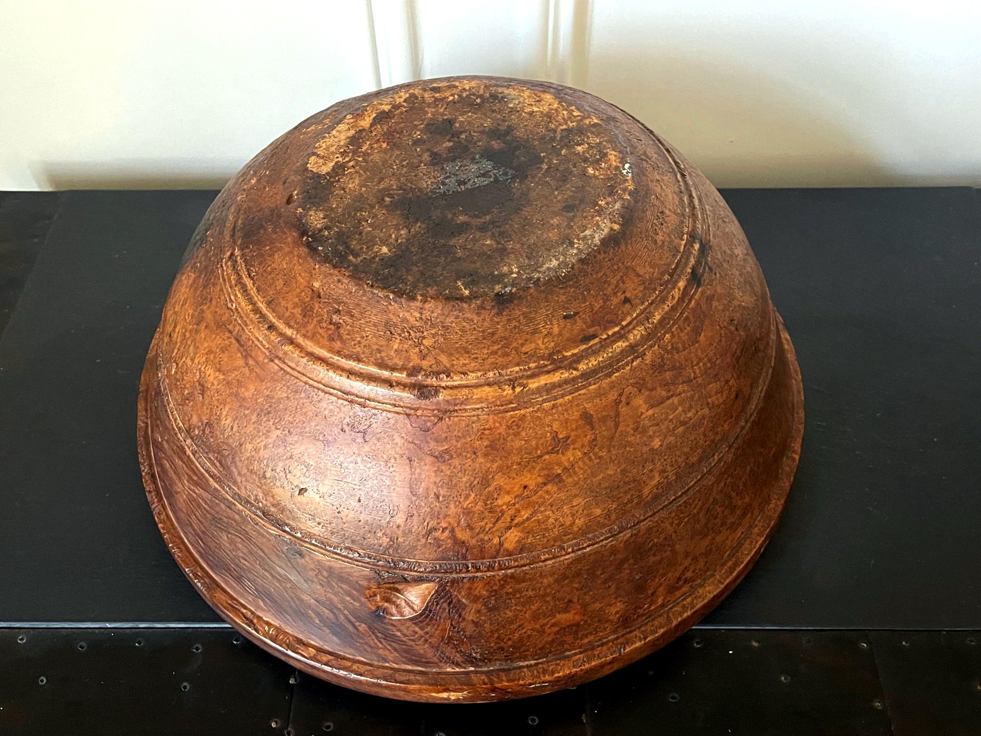 Large Antique American Burl Bowl For Sale 1