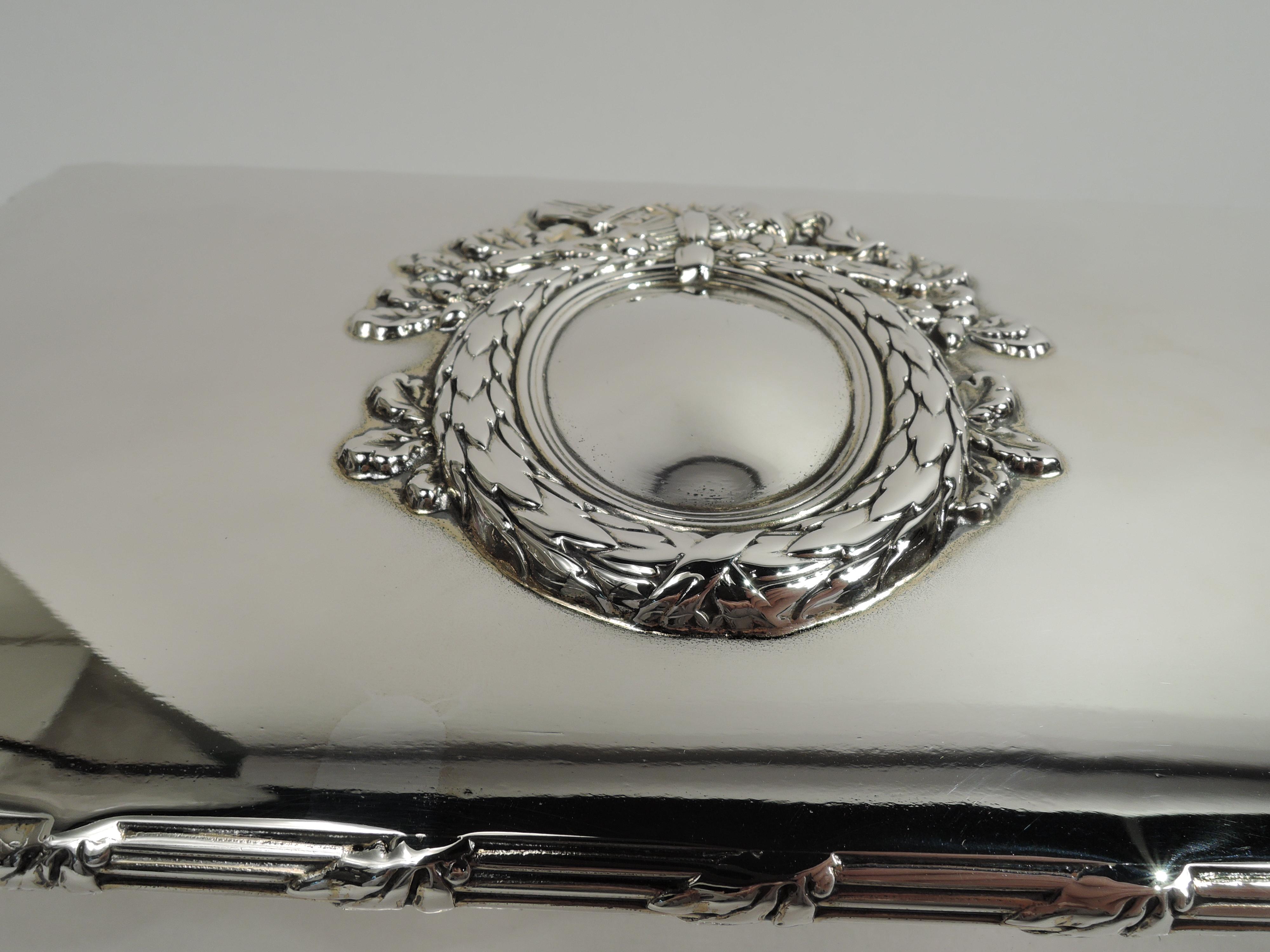 Large Antique American Edwardian Regency Sterling Silver Keepsake Box In Excellent Condition In New York, NY