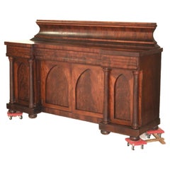 Large Antique American Empire Period Flame Mahogany Gothic Style Sideboard C1840