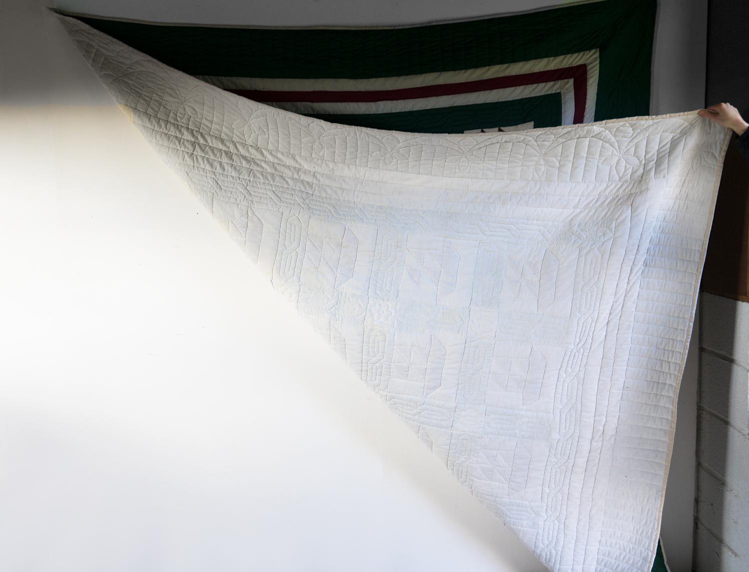 Colcha antigua americana cosida a mano, patrón de bloque de velero, principios del siglo XX en venta 6
