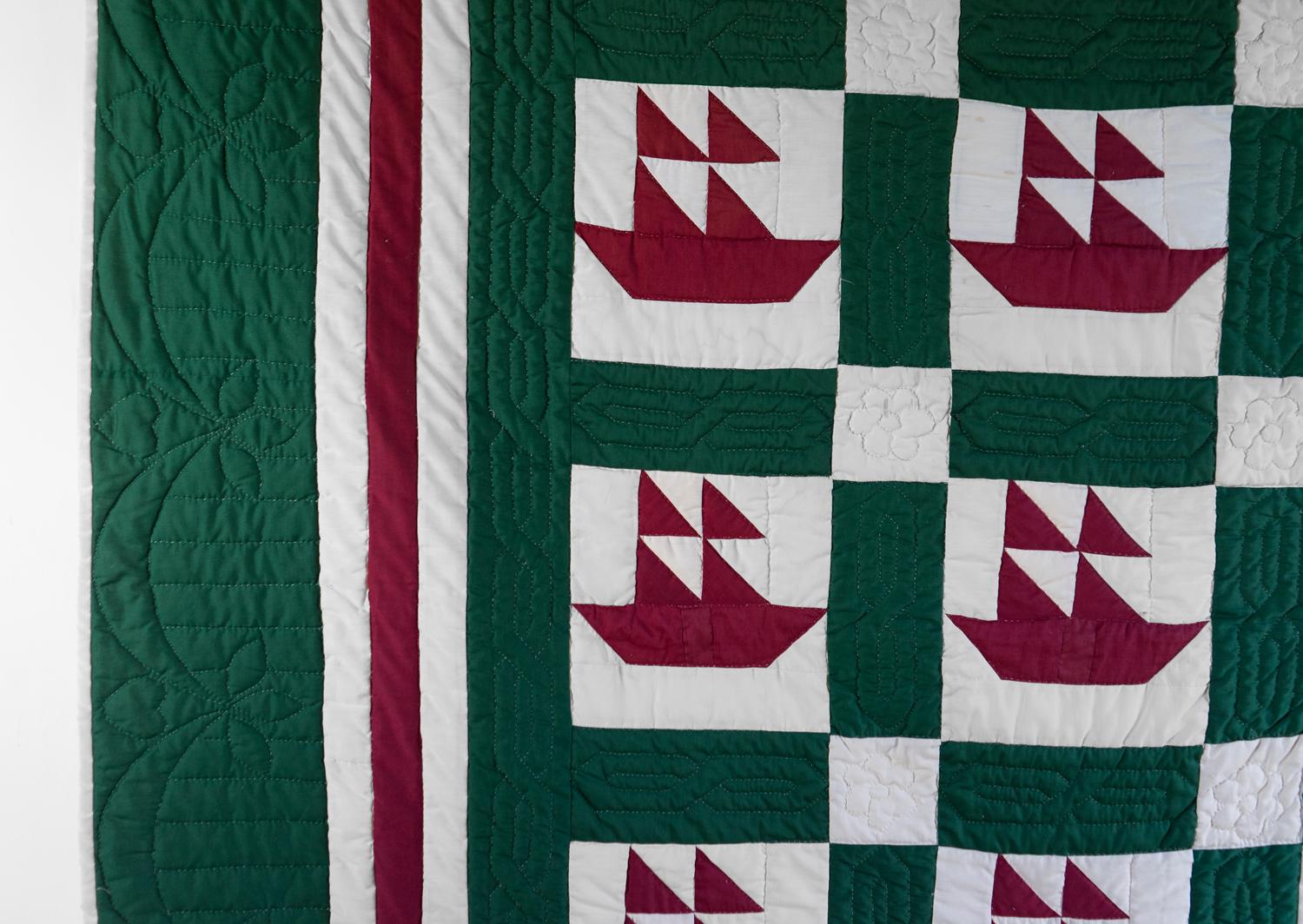 Colcha antigua americana cosida a mano, patrón de bloque de velero, principios del siglo XX en Bueno estado para la venta en Bristol, GB
