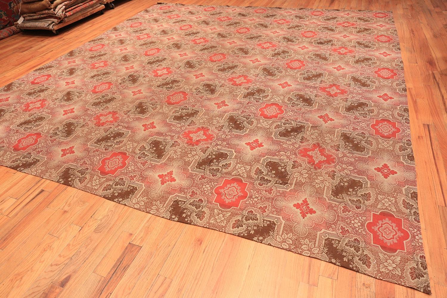 Wool Large Antique American Ingrain Rug. Size: 13 ft 4 in x 14 ft 5 in