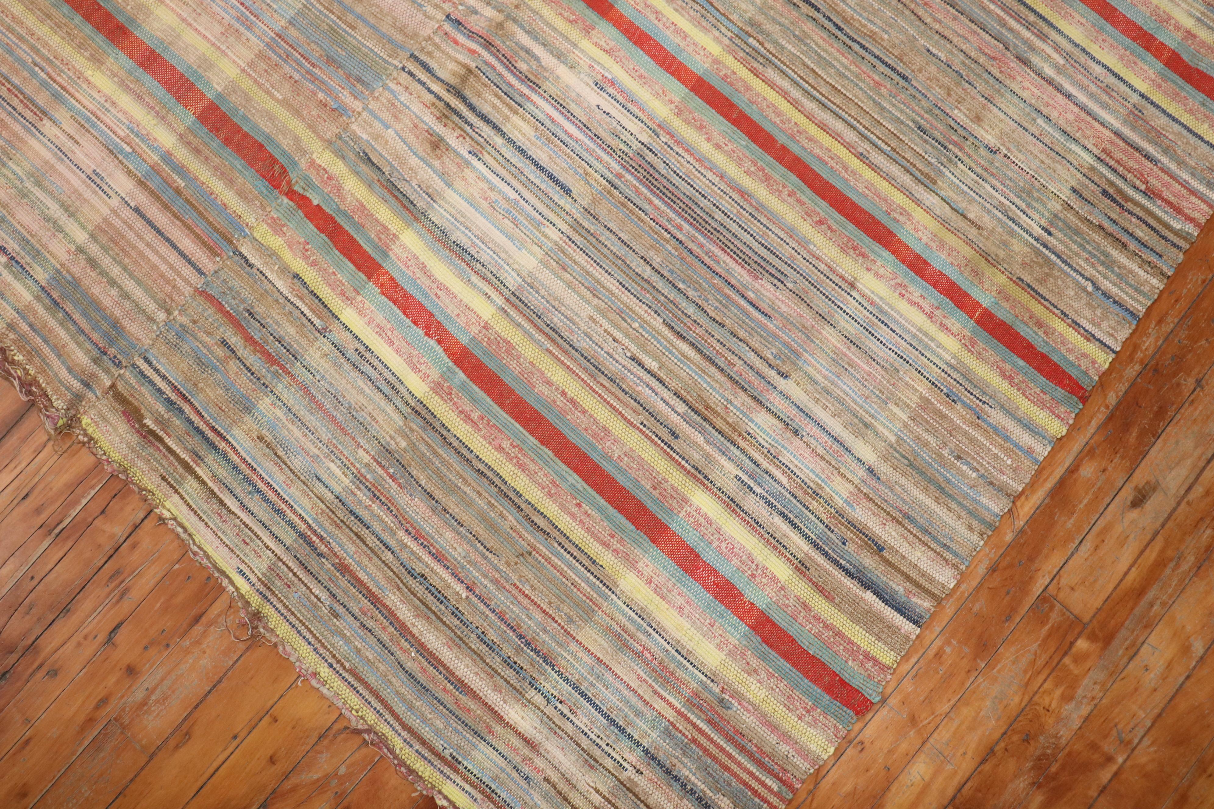 Large Antique American Rag Rug In Good Condition For Sale In New York, NY
